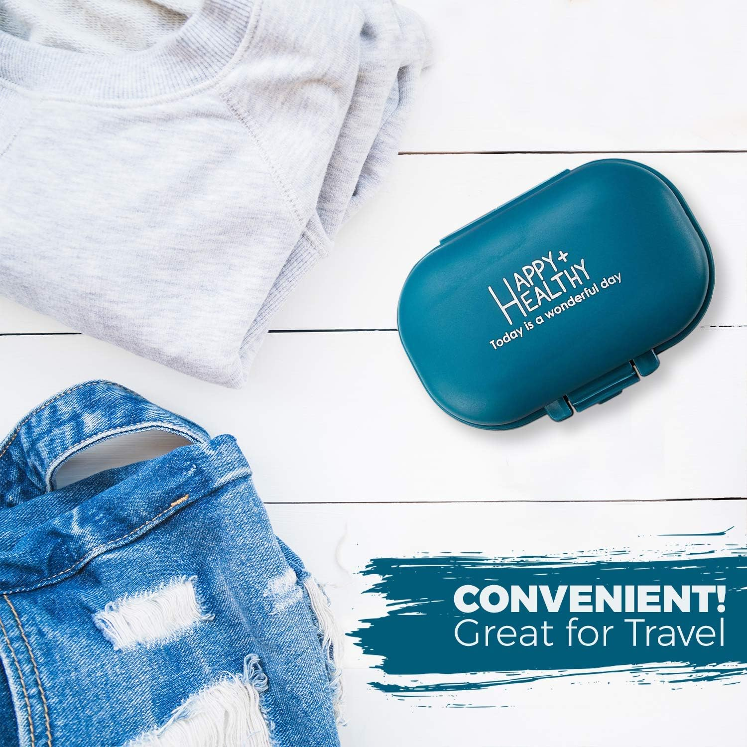 Small Pill Box - (Pack of 2) Pill Organizer Boxes - 4 Compartment Supplement Medication and Vitamin Travel Medication Carry Case - Daily Pill Dispenser image number 1