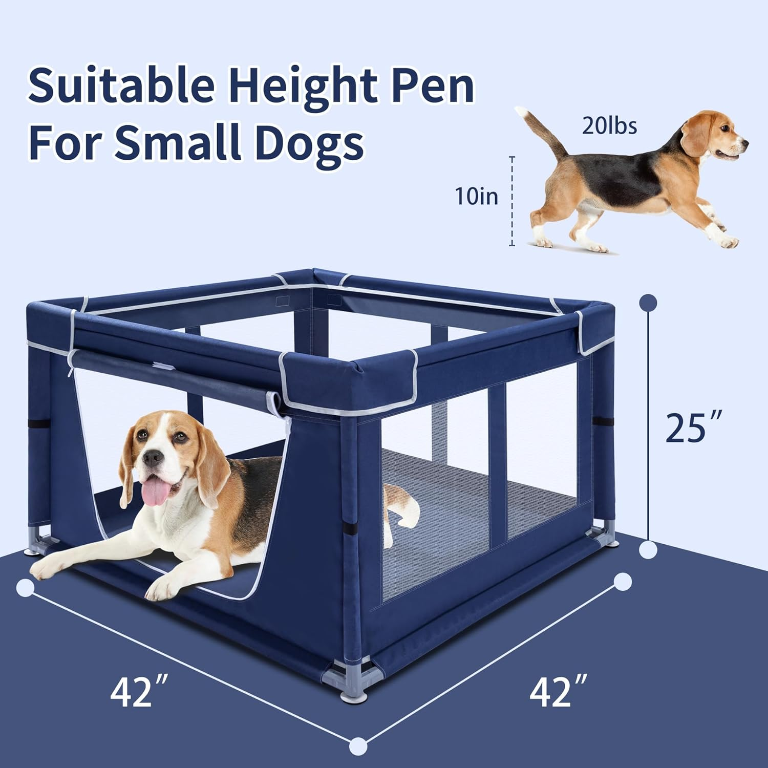Puppy Playpen Indoor for Small Pets, 42X42X25 Inch, Dog Play Pen with Gate, Portable Oxford Fabric Pet Exercise Pen, Anti-Tipping Enclosure with Zipper Door image number 3