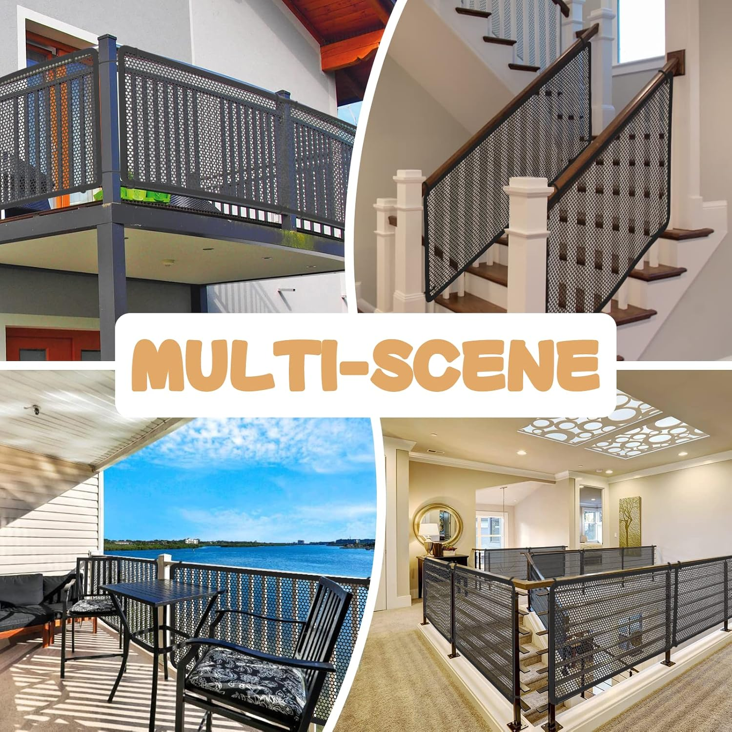 Banister Guard for Baby, Balcony Netting for Pets, 10Ft X 3Ft, Baby Safety Stairs Rail Net Provides Your Baby with a Environment, Baby Stair Net Fit for Child, Small Pet, Toy - Black