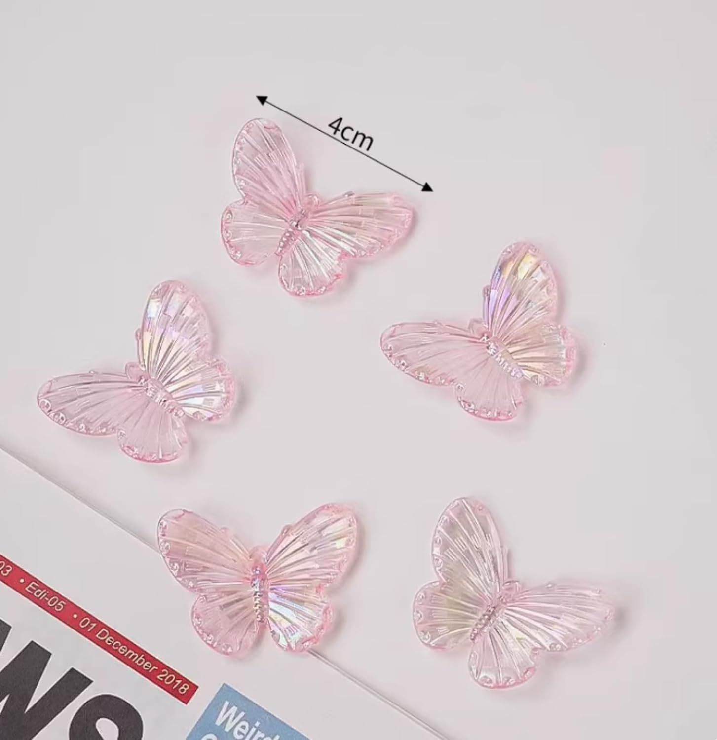Umiin Hair Clips, 6 Pieces Crocodile Clips, Butterfly Hair Accessories for Women and Girls, Beautiful Headwear, Styling Tools for Party, Daily Performance, Pink image number 1