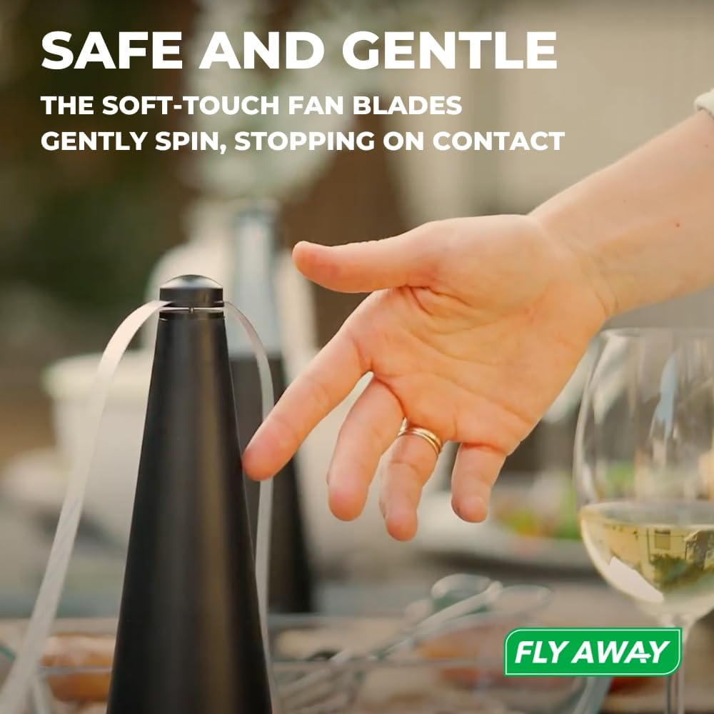 Fly Away - Outdoor Fly Repellent Fan, outside or inside Table Use, Restaurant, Barbeque, Events, Deter Flies, Mosquitos, Other Moscas and Bugs Away, Battery Operated, Tabletop, Hanging Hook. (2) image number 6
