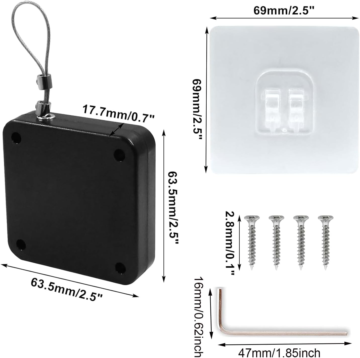 Punch-Free Automatic Sensor Door Closer, 2 Pcs Residential Sliding Screen Door Closer with Steel Drawstring for Bedroom/Storm/Home image number 5