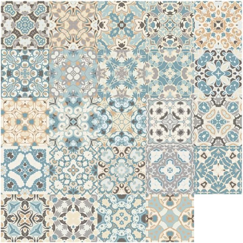 Bestonzon 24PCS Tile Stickers Stick Retro Style, 7.86Inch Wall Tiles Peel and Stick Adhesive Decals, Removable Decorative Tile Stickers Traditional DIY Murals Tile Stickers for Kitchen Bathroom