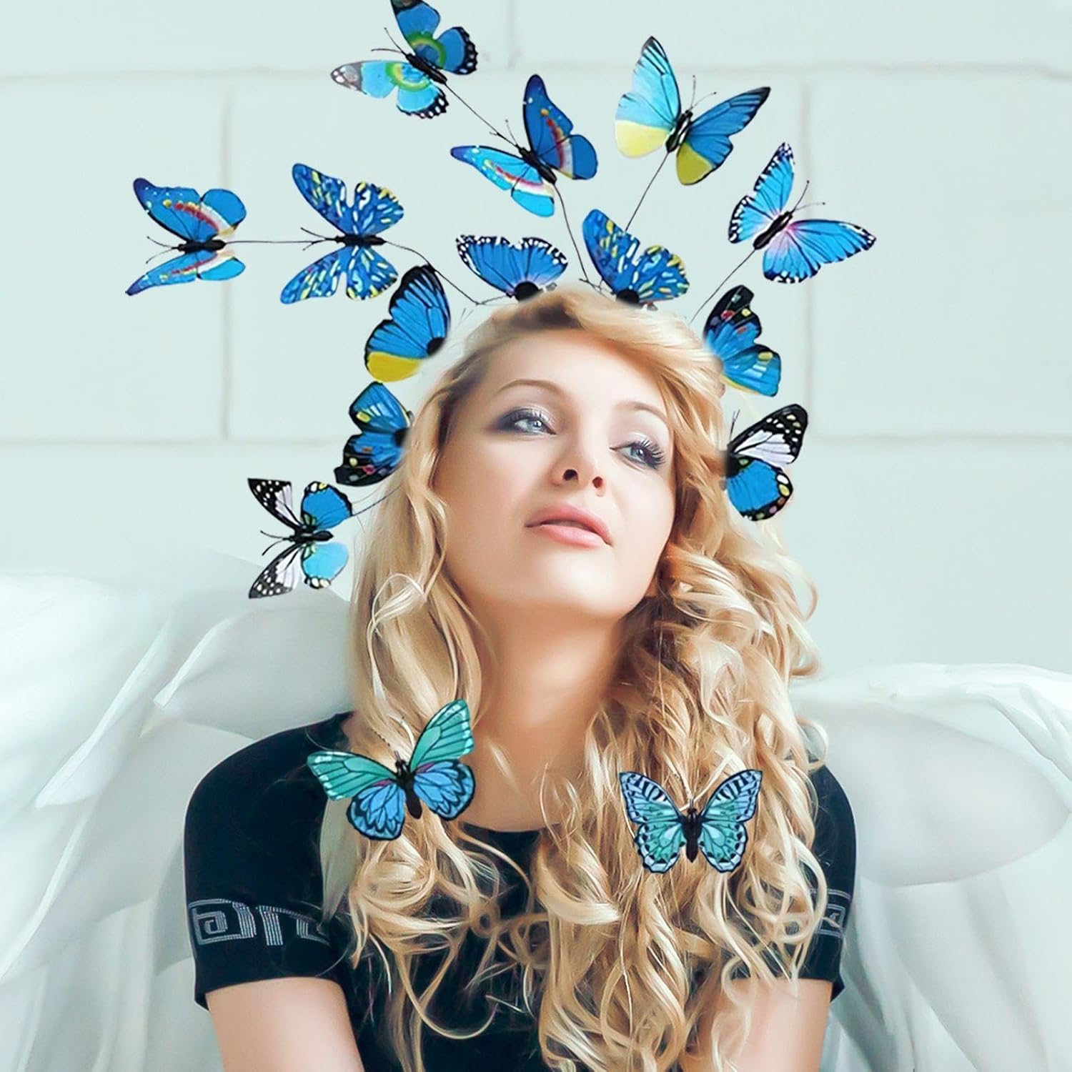 1 X Blue Butterfly Headband, 8-Piece Hair Pins, Creative Headband, Intrusive Props, Interesting Hair Accessories and Hairstyle for Women. image number 3