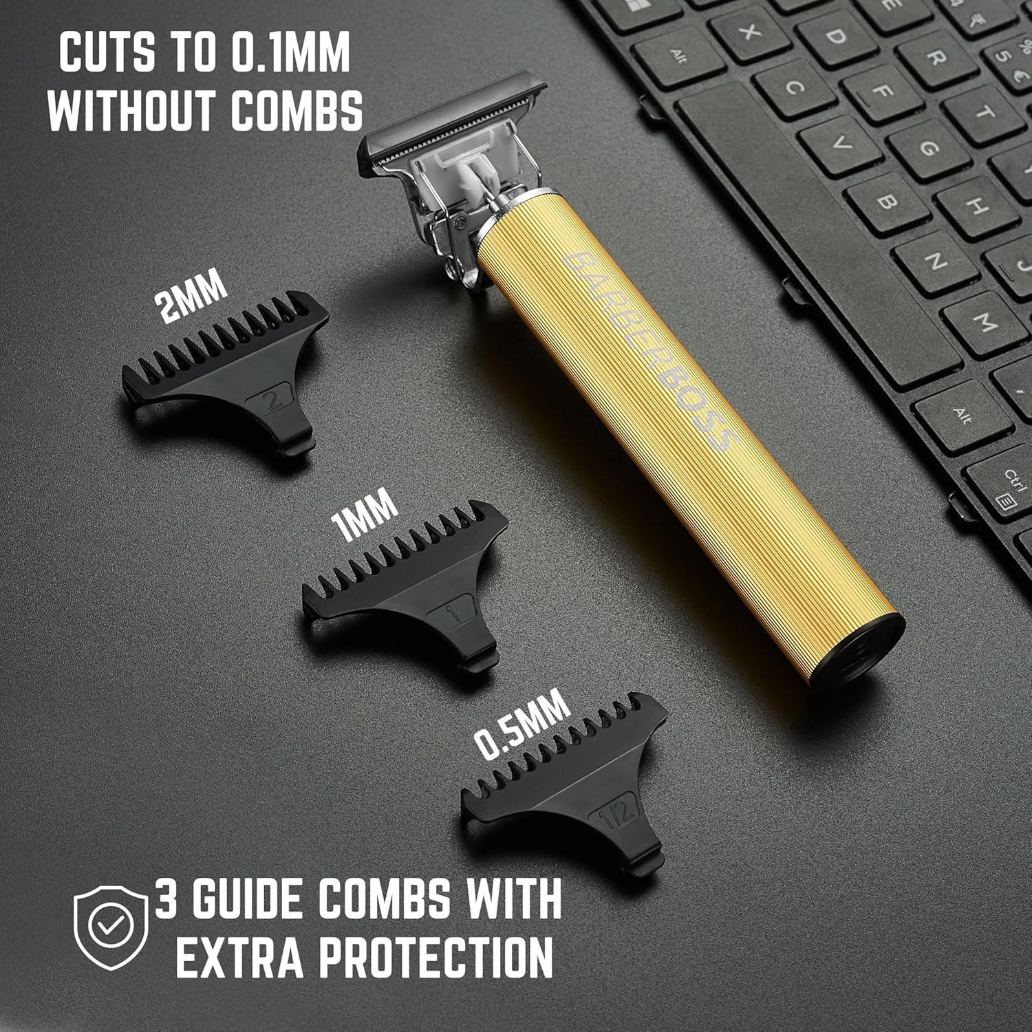 Barberboss Hair Trimmer for Men - Rechargeable Beard Trimmer with LED Display, 3 Speed Levels, Ceramic Blades, USB Charging, Waterproof image number 4