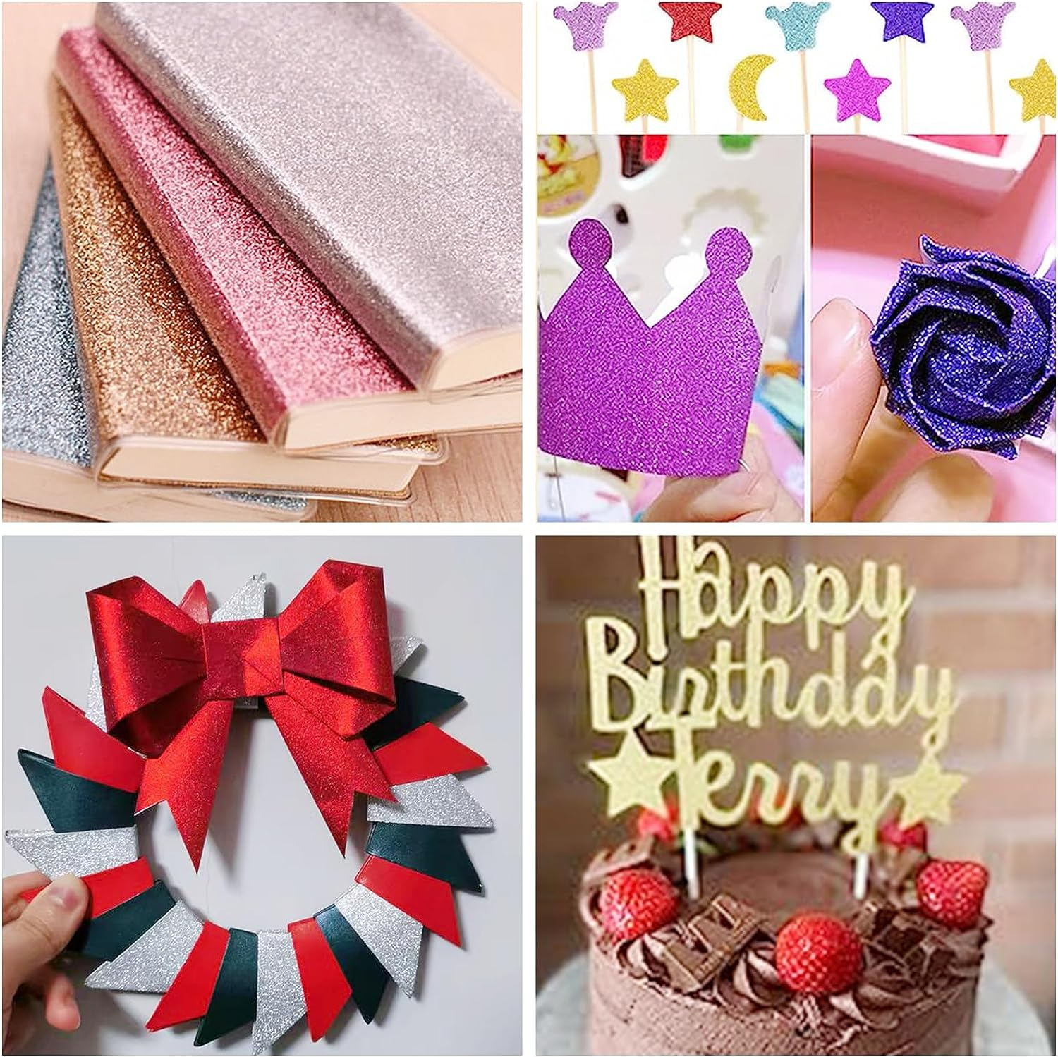 A4 Glitter Cards, Rose Gold Craft Paper Sheet, 250GSM Shiny Glitter Cardstock, Clay Drawing Card for Crafts and Arts, DIY Needs, Gift Wrapping Scrapbook, Soft Touch Luxury (10 Sheets) image number 4