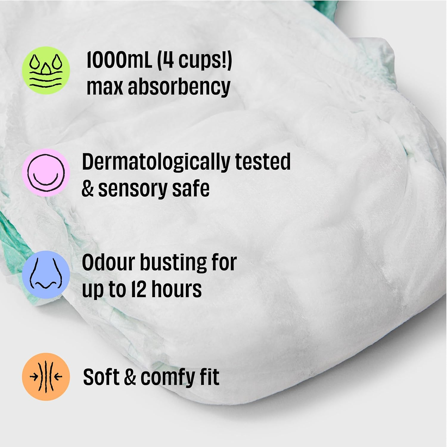 Nundies Youth Pants &ndash; Disposable Nappy Pants for Kids & Teens, Day & Night Leak Protection, Odour Control, Soft Slim Fit Underwear for Boys & Girls - Large (8&ndash;15 Years) - 12 Pack