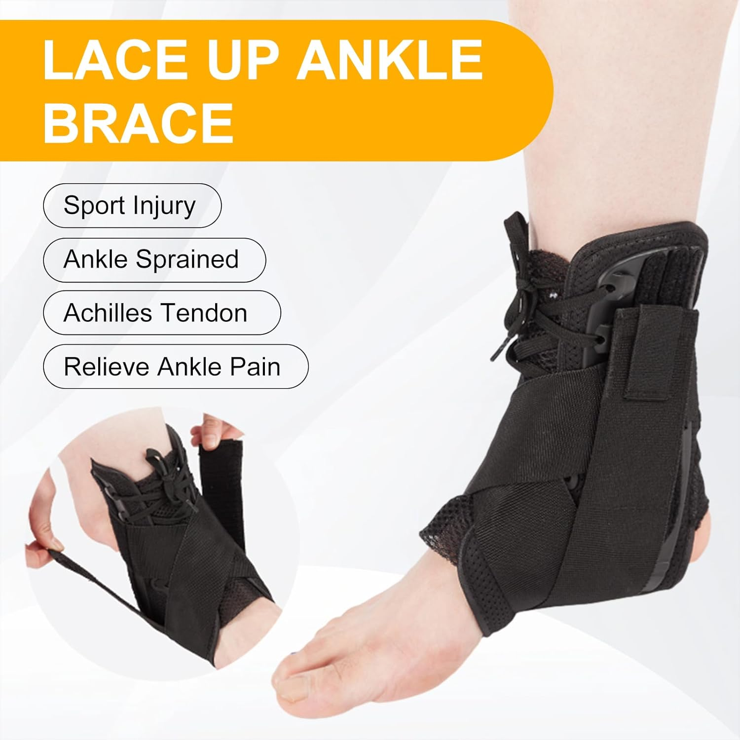 Ankle Braces for Men and Women, Lace up Ankle Support Brace for Sprained Ankle, Tendinitis, and Muscle Pain Relief,Adjustable Ankle Brace Stabilizer for Basketball, Volleyball, and Sports Injuries (S) image number 6