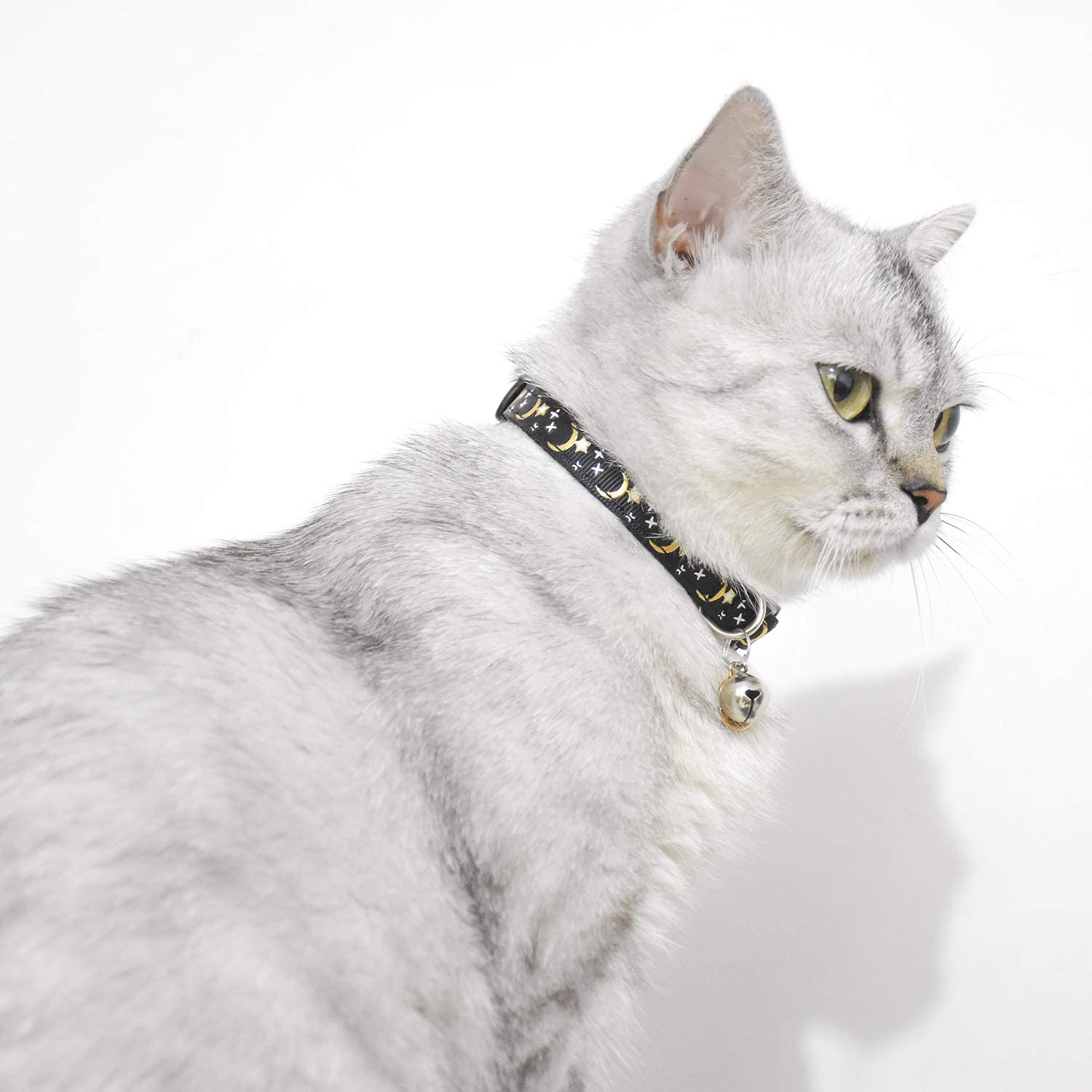 2 PCS Breakaway Cat Collar with Bell, Cute Adjustable Kitten Collars with Accessories (Blue Black) image number 5