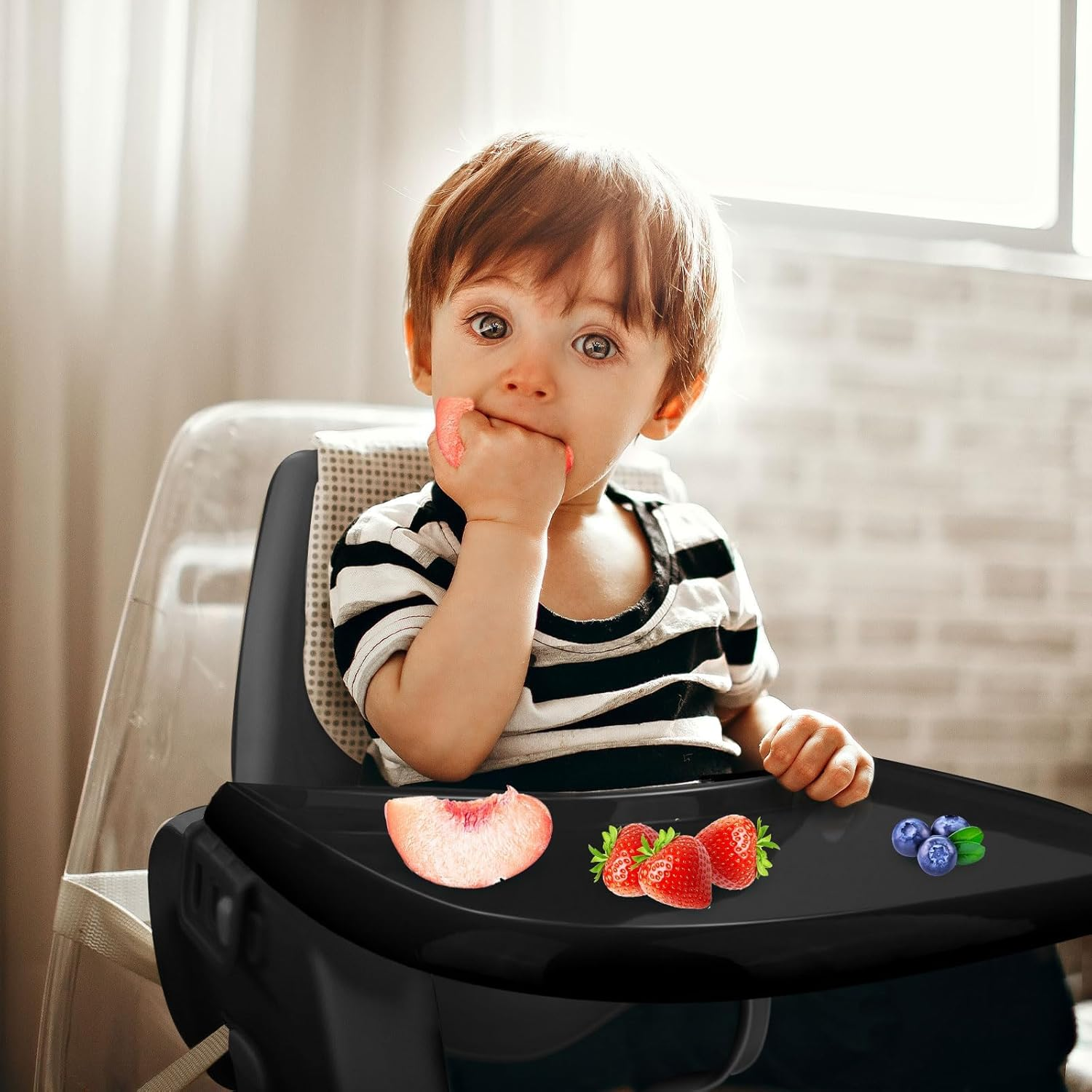 Tray Compatible with Stokke Tripp Trapp Chair, Full Cover High Chair Placemat for Stokke High Chair Replacement Tray High Chair Accessories for Toddler 6-36 Months (Black) image number 2