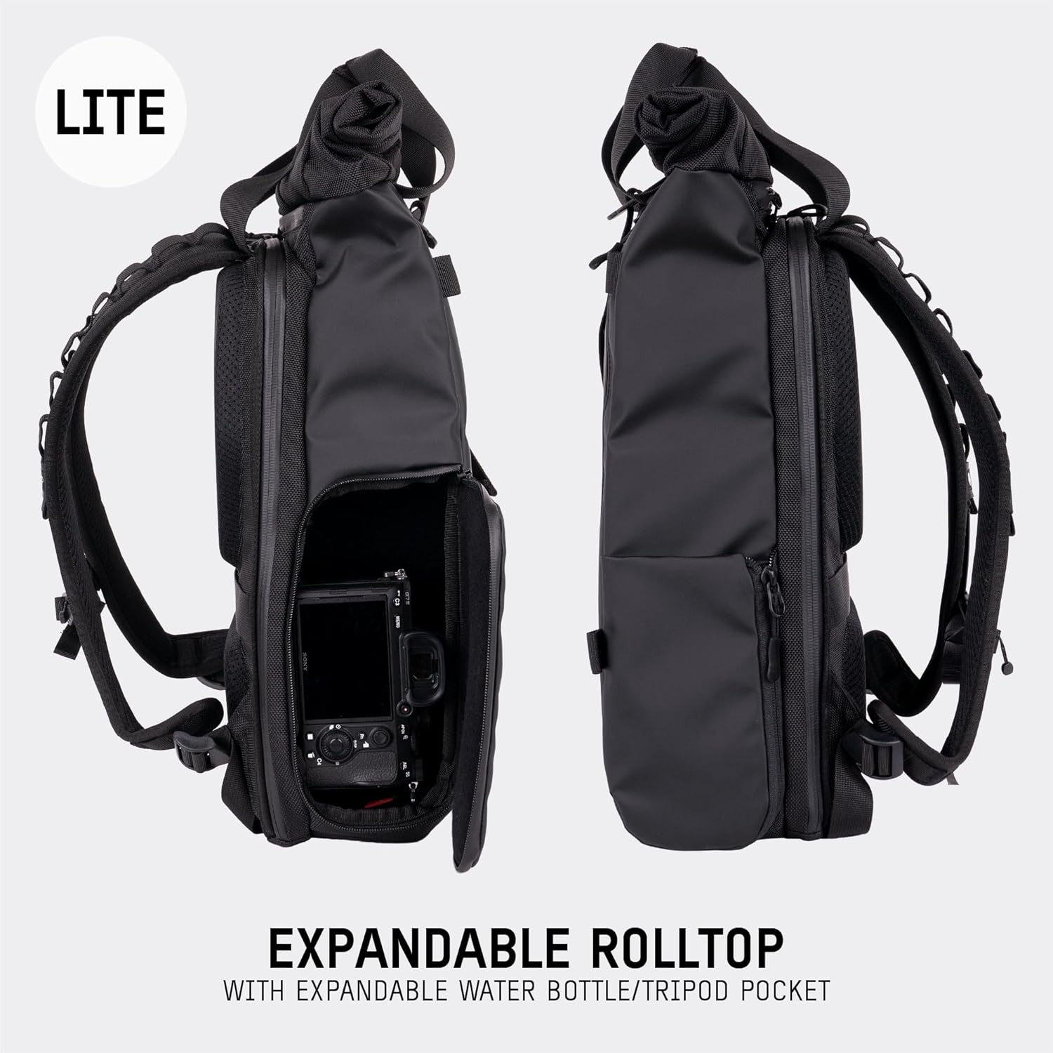 WANDRD PRVKE Lite 11L V3 Backpack - Weather-Resistant Travel & Camera Backpack with Laptop Sleeve, Quick Side Access, Clamshell Opening &ndash; Ideal Photography & Travel Bag, Black, 11L image number 6