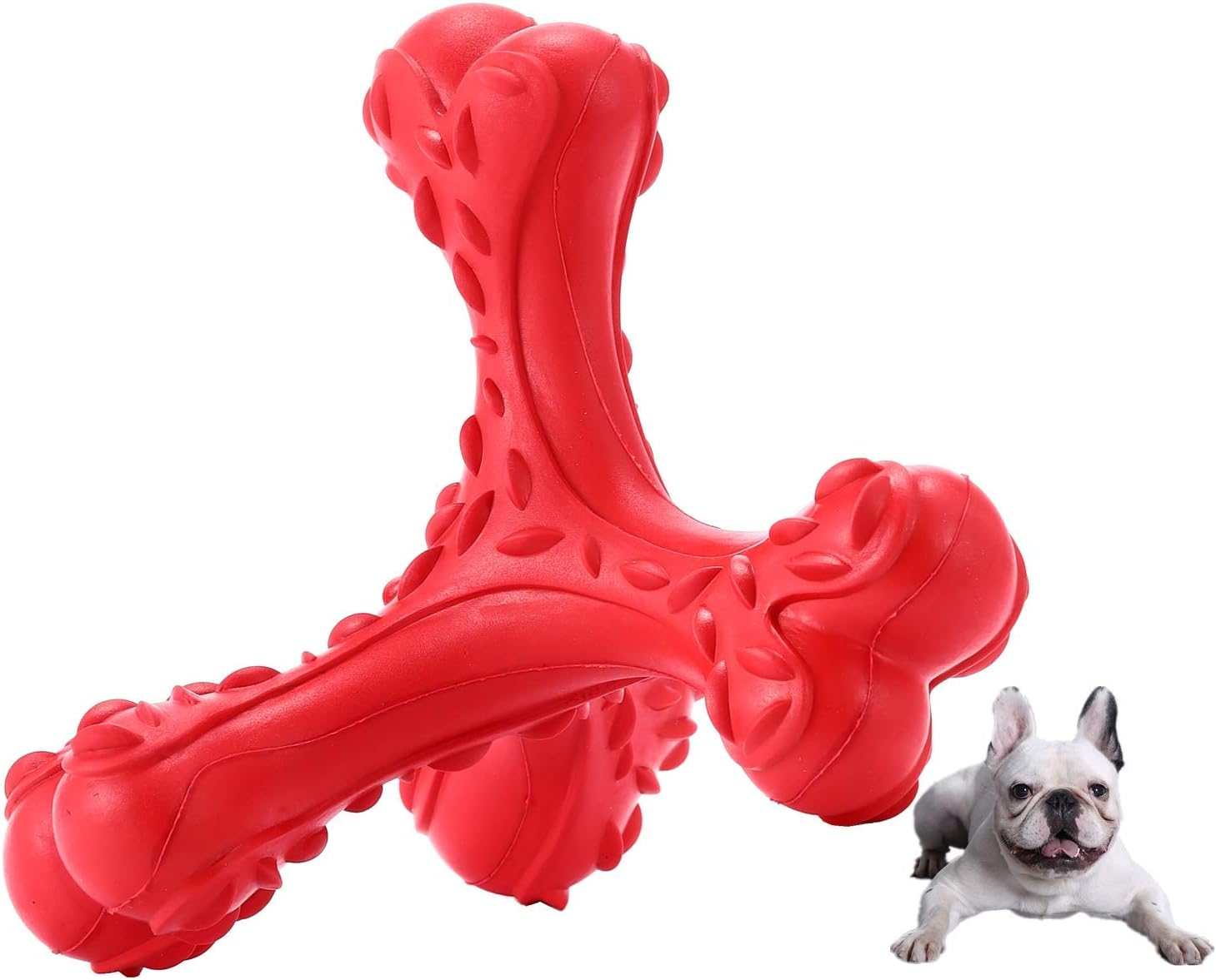 CVALIN Chew Toy for Aggressive Chewers, Large Breeds, Indestructible Bone Toy, Durable Cleaning Toothbrush, Natural Rubber Dog Toy