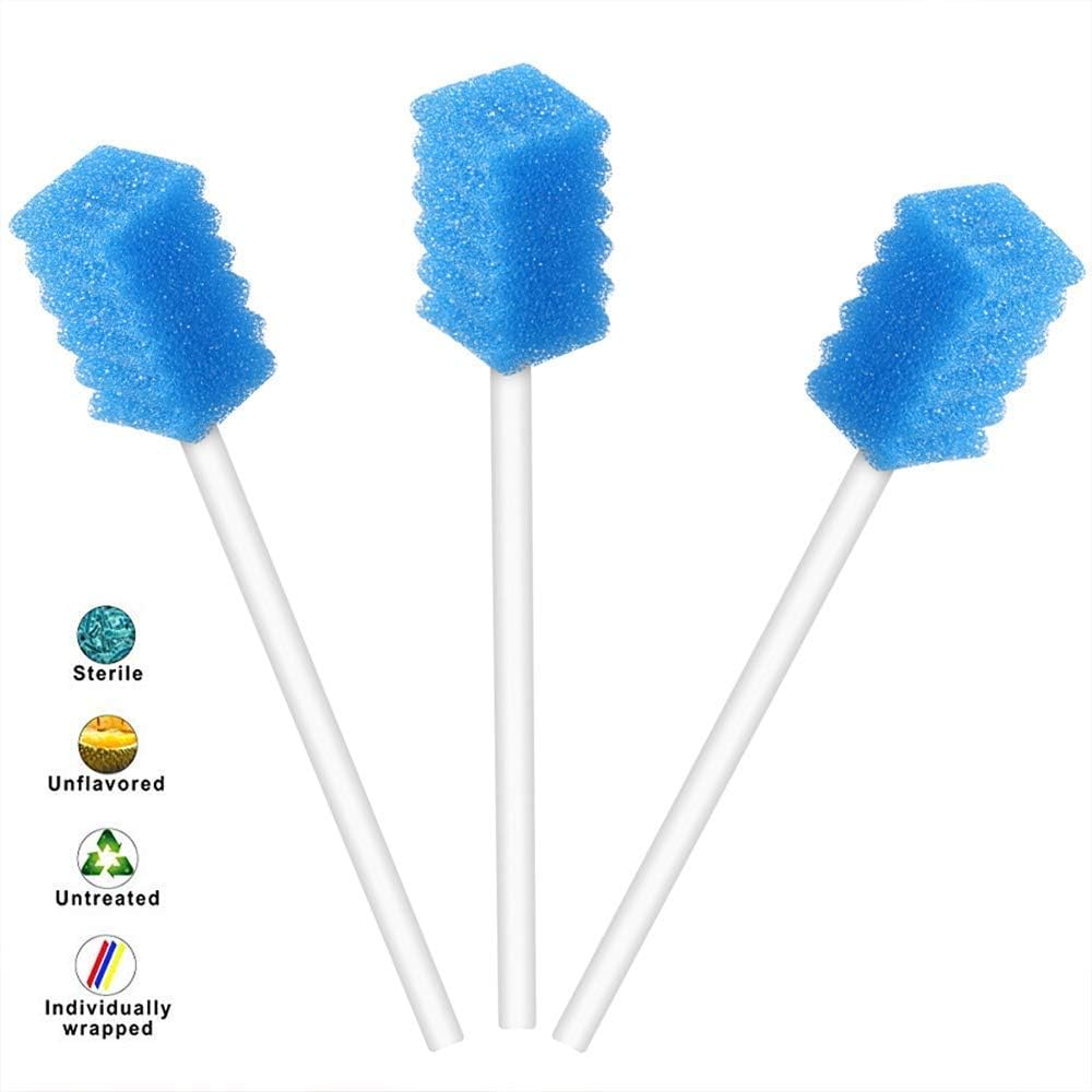 Disposable Unflavored Oral Care Sponge Swabs，Tooth Shape Blue (50 Count) image number 3