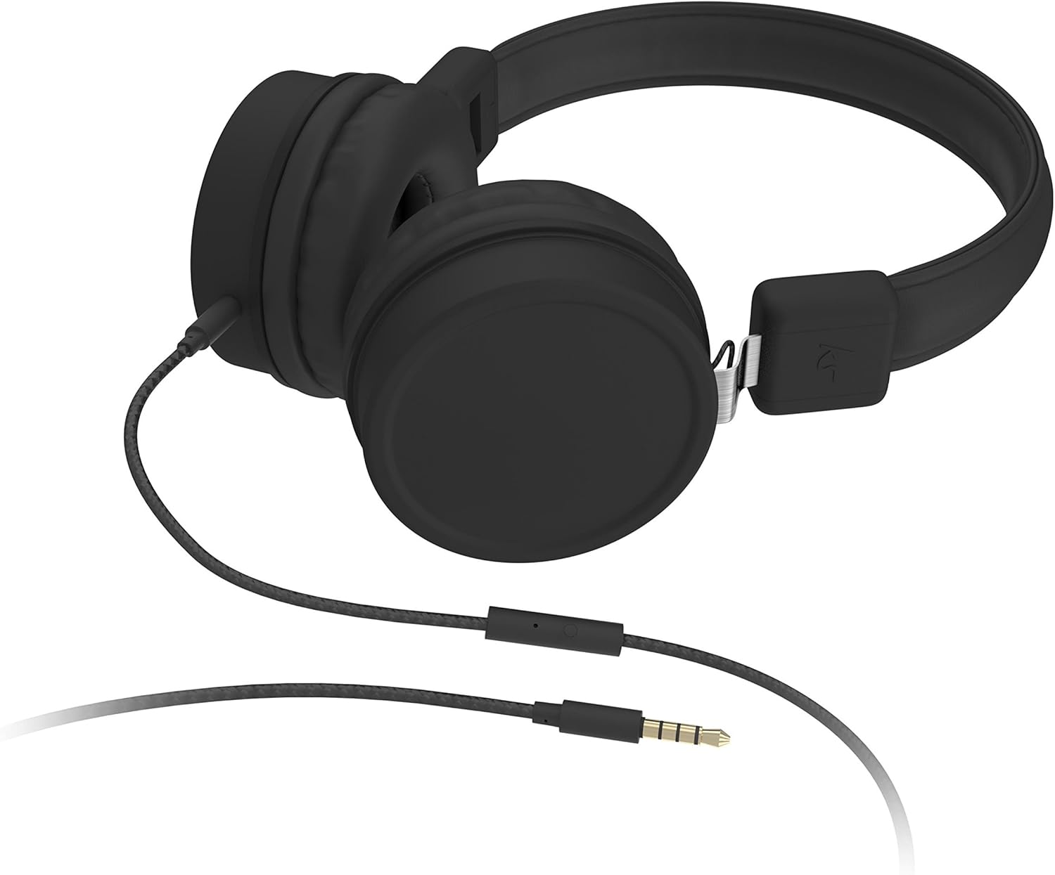 Kitsound Brooklyn Lightweight Foldable Wired On-Ear Headphones, Black