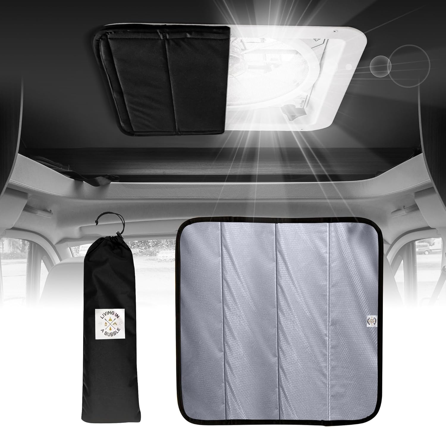 Living in a Bubble Magnetic Insulated Campervan and Caravan Roof Hatch Cover, 42X42Cm (White)