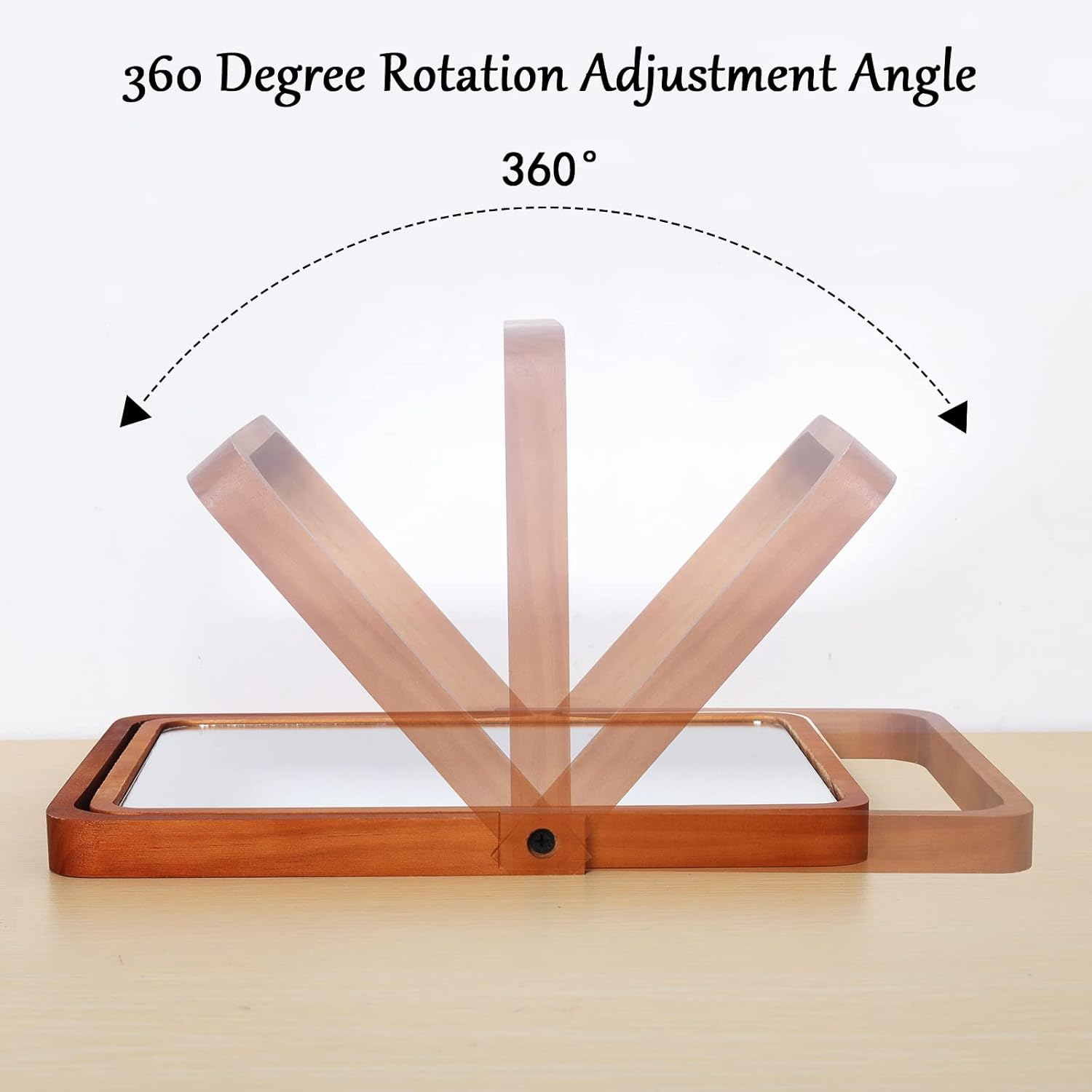 LONGSHENG - since 2001 - Wood Table Vanity Makeup Mirror - Rectangle Wall-Mounted Mirrors for Living Room,Bedroom