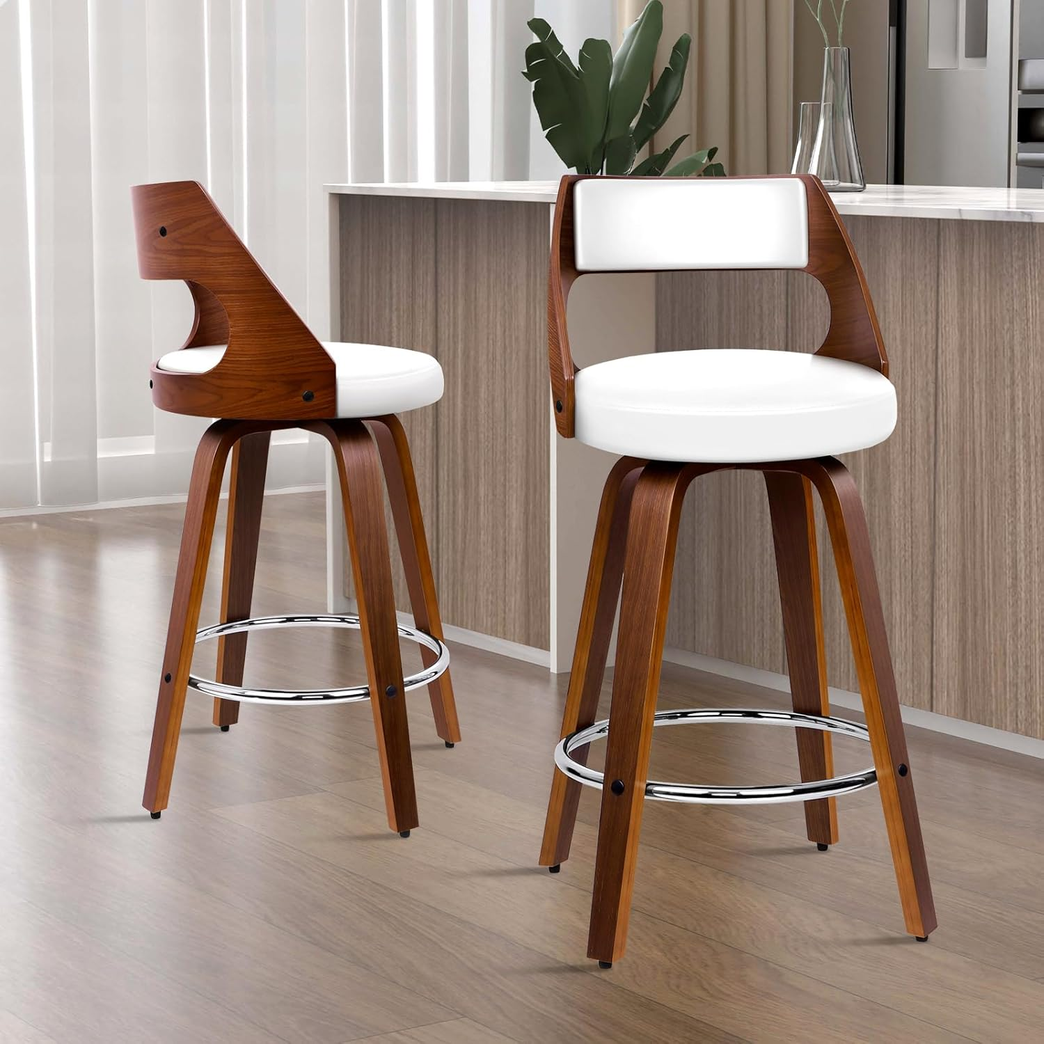 ALFORDSON Bar Stools 2Pcs Swivel Counter Barstool in 64Cm Seat Height Kitchen Dining Chair with Footrest and Adjustable Leg Levelers for Home Bar Dining Room image number 6