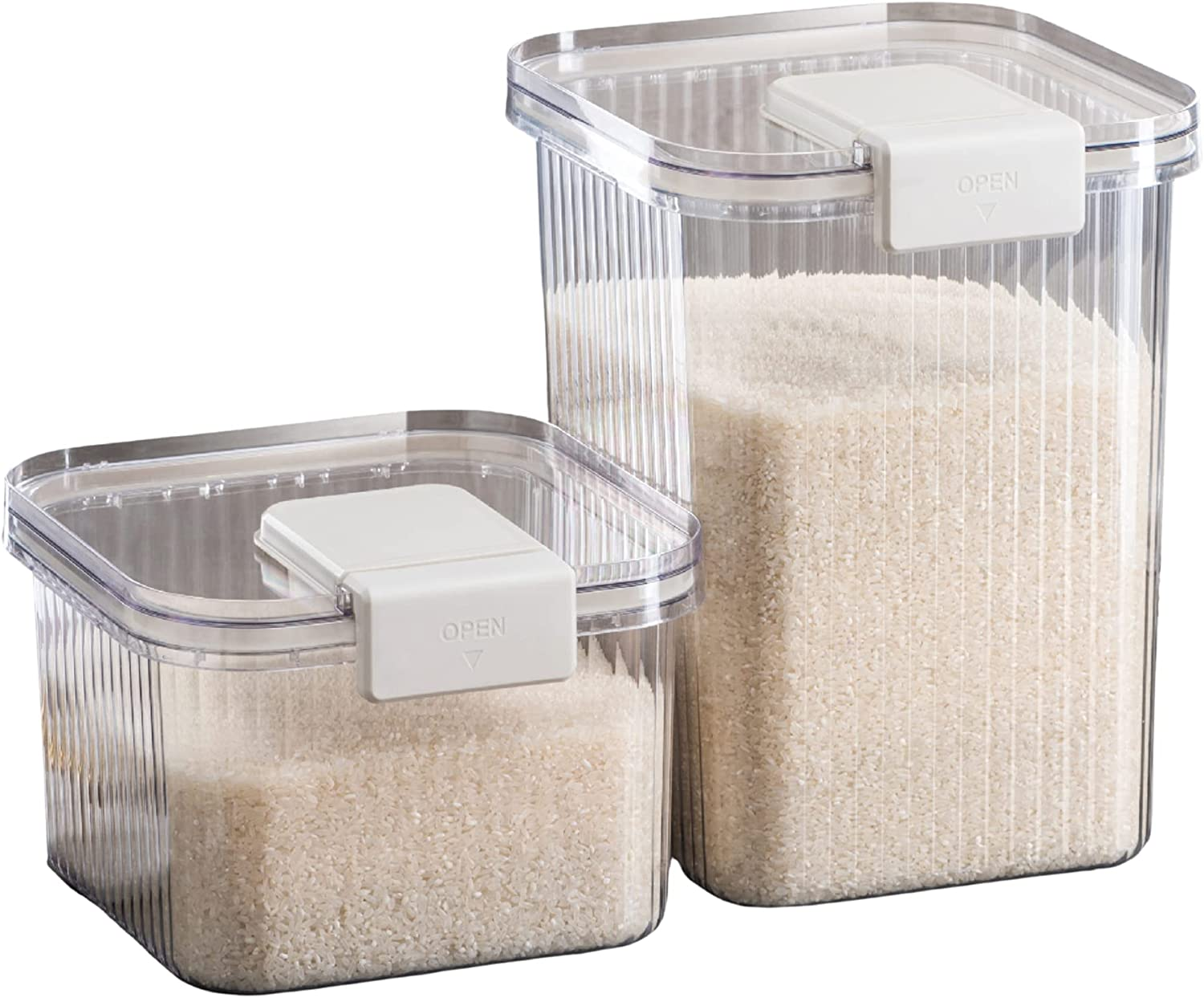 The Good Home&trade; 5 Piece Container Set, Large Airtight Food Storage Container Set of Two, 10KG and 5KG Storage Container Comes with Scoop and 3 Containers for Kitchen and Pantry Organiser image number 2