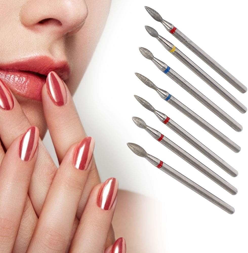 7 Pieces Nail Drill Bits, Portable Diamond Polish Head Nails Mill Bit Sets Professional Remove Cuticle Drills Tools Premium Electric Manicure Polishing Kit for Pedicure Files Home Salon Use Gift image number 3