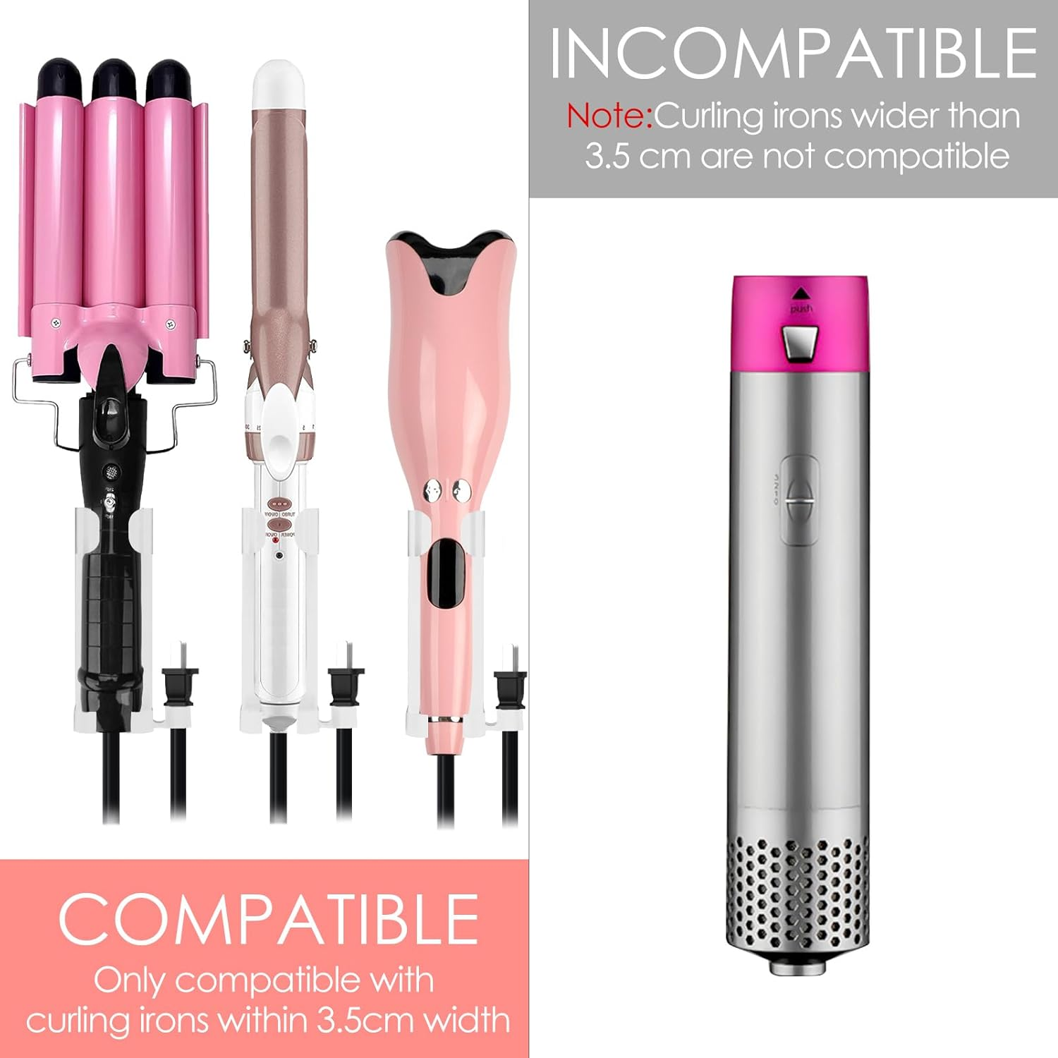 Happylily 2 Pack Detachable Curling Iron Holder Wall Mount, Wall Mount Hair Dryer Holder, Styling Tool Storage Organizer Stand (White)