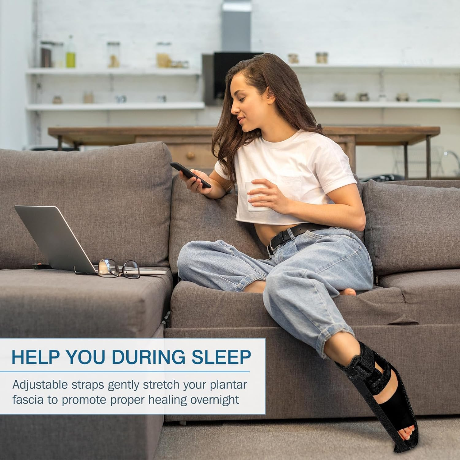 Plantar Fasciitis Night Splint Sock, for Plantar Fasciitis Relief, Soft & Comfortable Foot Brace for Achilles Tendonitis Heal Spur Foot-Drop Flat-Arch for Women and Men