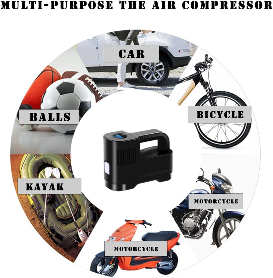Tire Air Compressor Portable Wireless Tire Inflator Pump Digital Screen with LED Ligh for Car Bicycle Balls Kayak image number 6