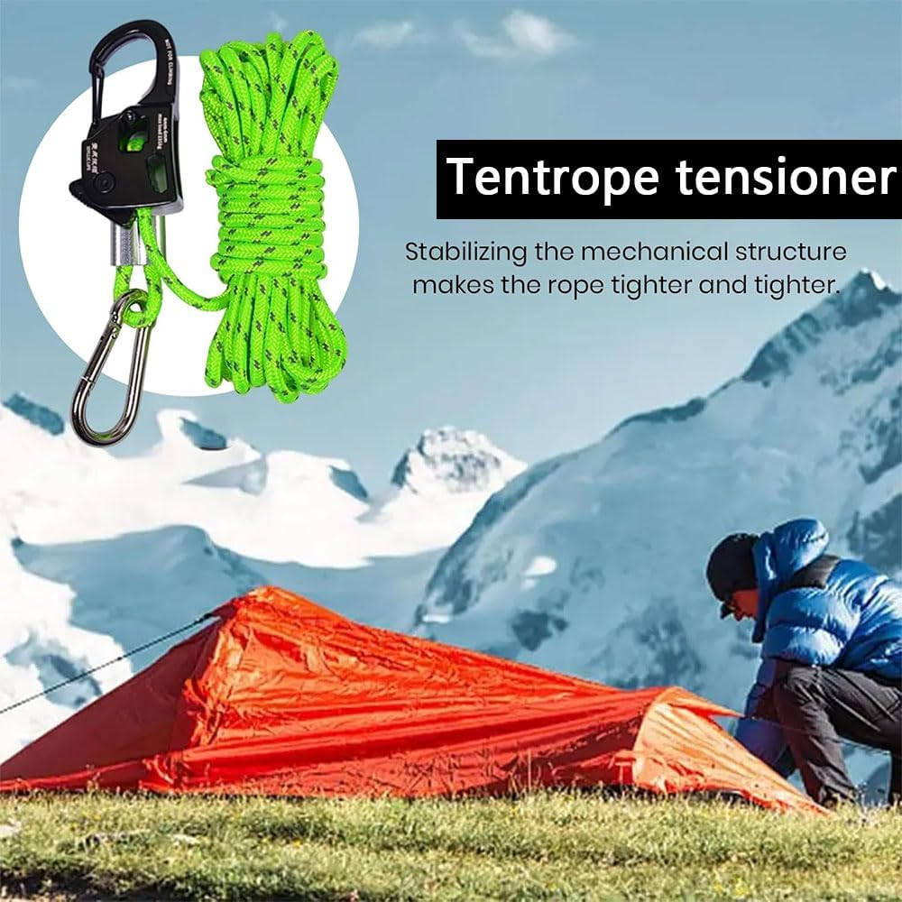 Universal Tent Rope Tensioner Set &ndash; 6Mm X 5M Reflective Cord with Aluminum Alloy Self-Locking Adjuster, Snap Buckle, Stainless Steel Hook & Cord Loop &ndash; Camping Guy Line Kit for Tents, Tarps & Outdoors image number 4