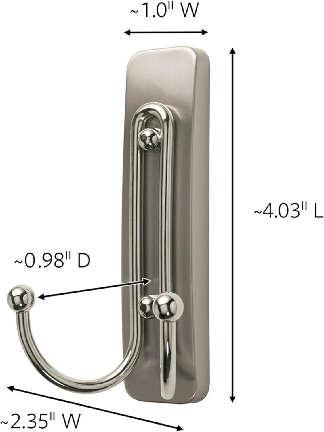 Command Large Wall Hooks, Damage Free Hanging Wall Hooks with Adhesive Strips (2 Pack, Brushed Nickel)