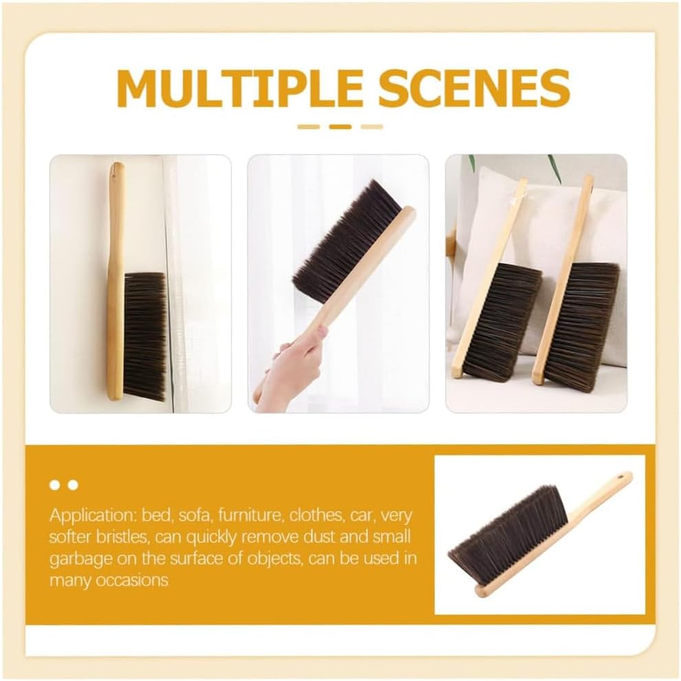 BEANPRECOY Counter Duster with Wood Handle Hand Brush Broom Bench Horse Hair Brush Dust Brush Bench Woodworking Brush Brushes Used for Counter Gardening Furniture Car Drafting Patio Fireplace Cleaning image number 6