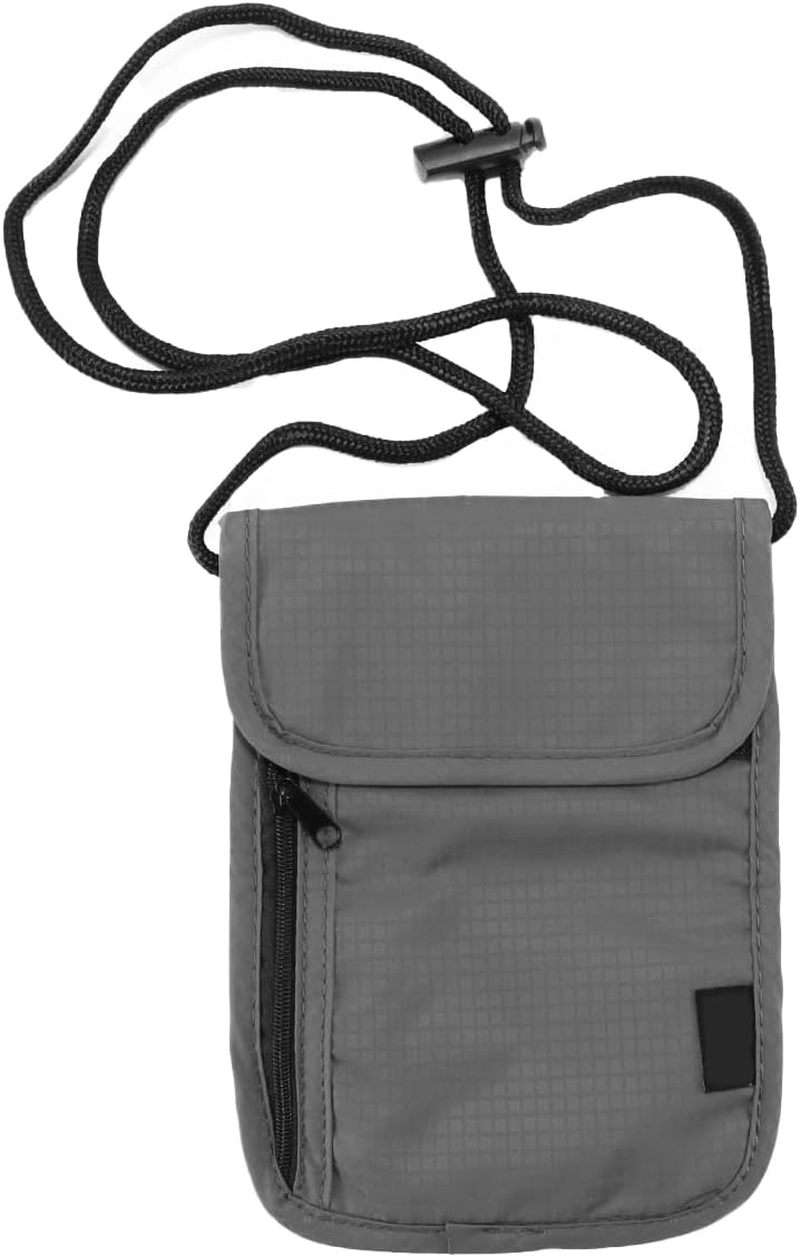 Travel Neck Pouch, Men'S Neck Pouch, for Passport, Cards, Cash, Phone, Hidden Money (Grey) image number 1