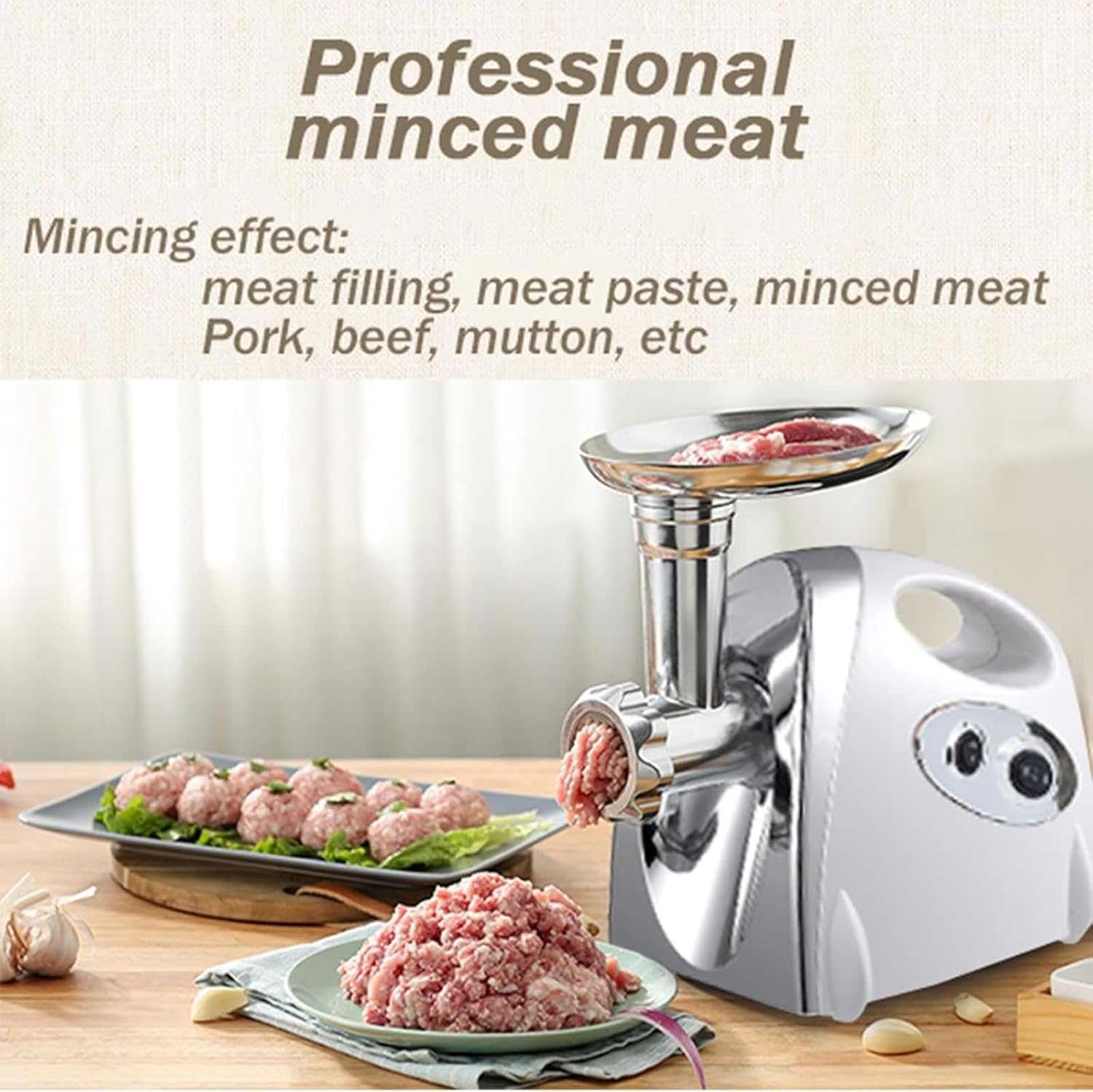Electric Meat Grinder 800W Stainless Steel Meat Mincer Enema Machine Sausage Stuffer Meat Machine Sausage Maker Metal Food Grinder for Home Kitchen Use