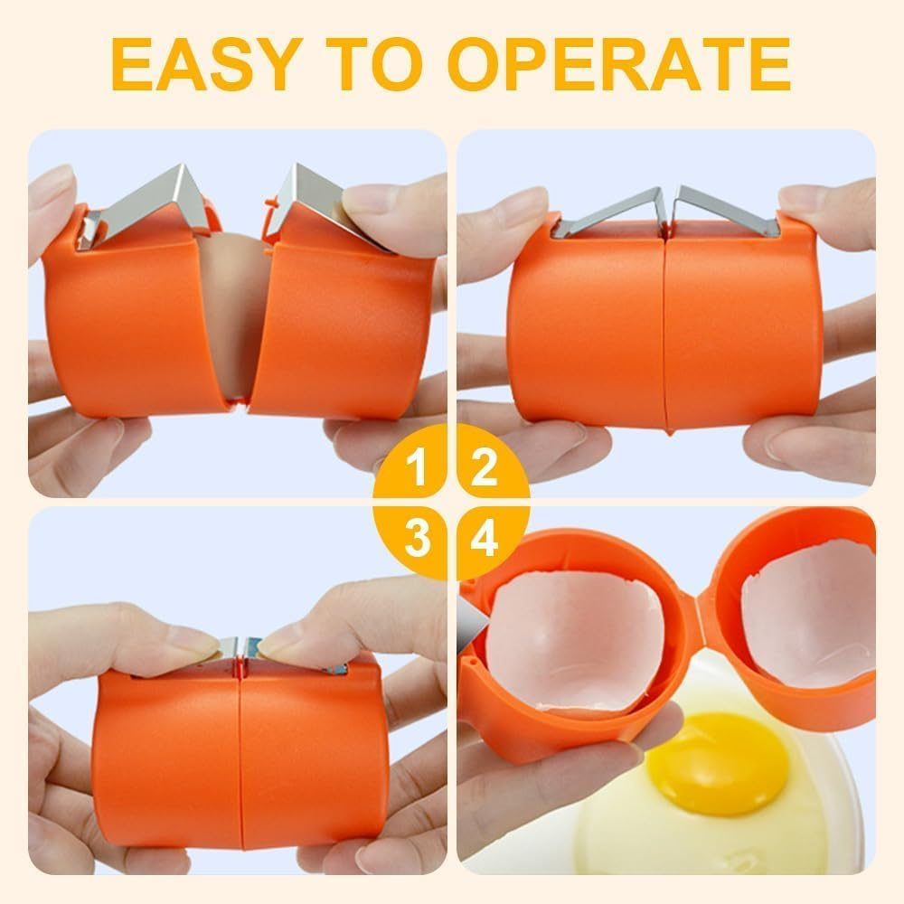 Egg Shell Opener, 2024 New Egg Cracker Tool for Raw Eggs, Handheld Eggs Breaker Multifunctional Egg Cutter Egg Cracker and Separator for Cooking Camping Kitchen Gadgets (Set of 3) image number 3