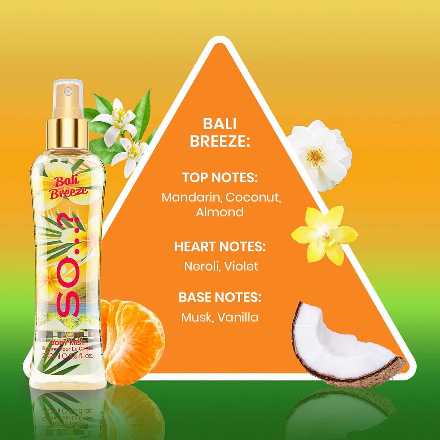So...? Summer Escapes Bali Breeze Body Mist &ndash; 200Ml Fragrance Spray &ndash; Tropical Scent with Coconut, Pineapple, and Orange Blossom &ndash; Long-Lasting and Refreshing &ndash; Cruelty-Free & Vegan image number 2
