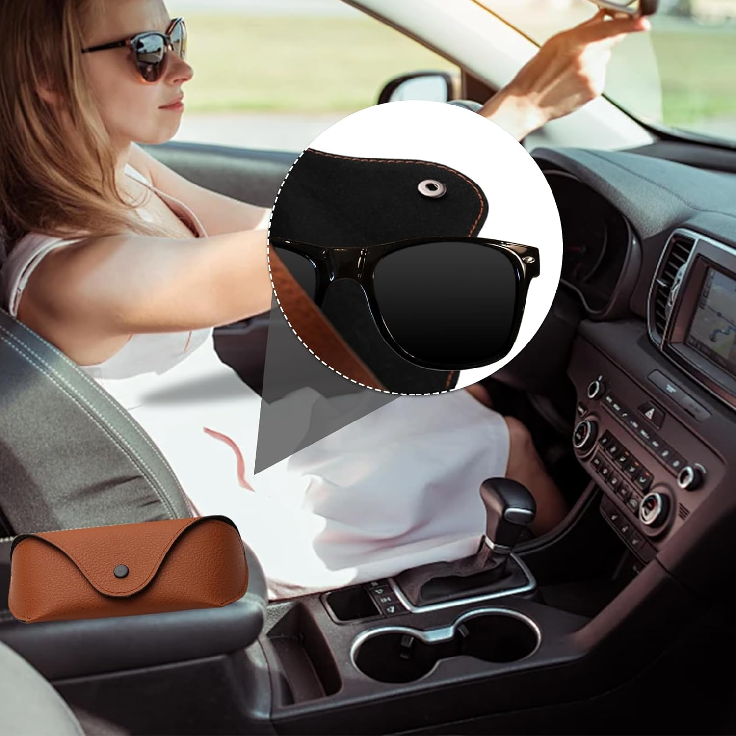 ZGWANSUI PU Leather Sunglass Eyeglass Case, Soft Eye Glasses Case for Men Women Adults, Portable Slim Reading Glasses Carrying Case image number 6