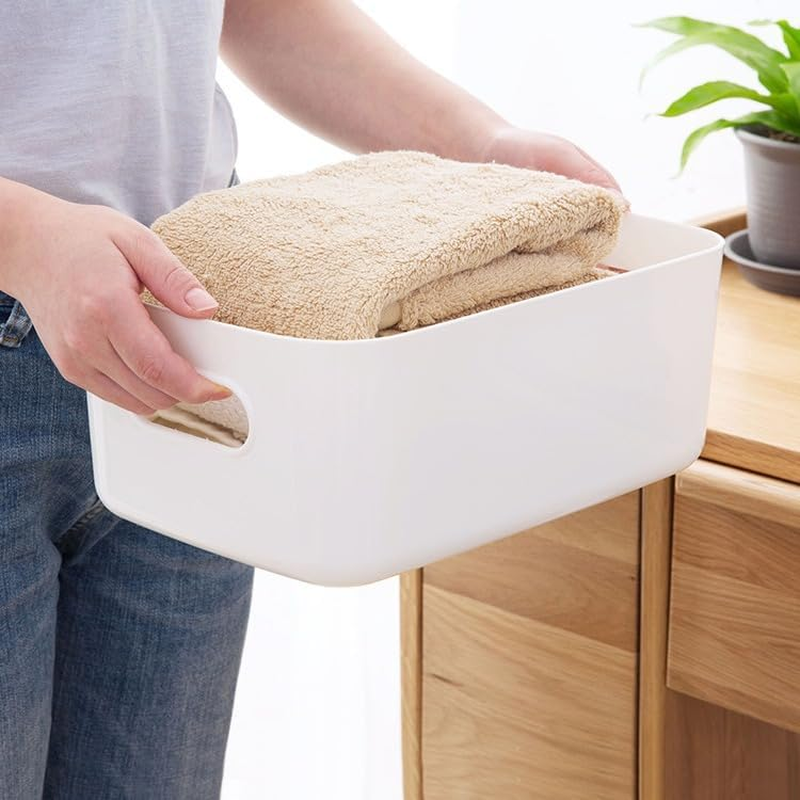 White Plastic Storage Baskets 12 Pack, Small Pantry Baskets for Organizing, Organizer Basket Bins for Shelves, Organizer and Storage for Bathroom, Bedrooms, Kitchens image number 6