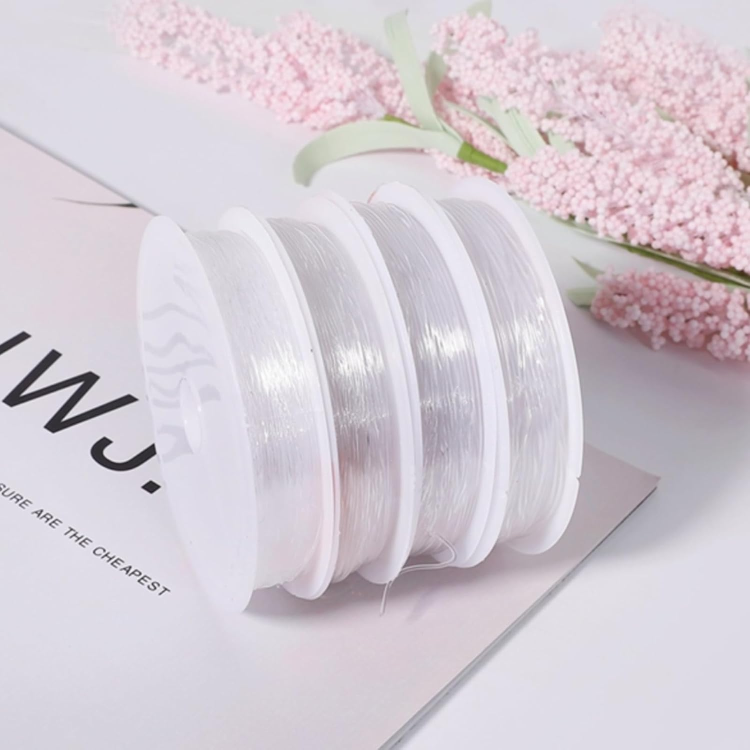 1 Roll 0.4Mm Bracelet Thread Bead Threading Rope Transparent Crystal Elastic Thread Bead Threading (0.4MM,24M) image number 1