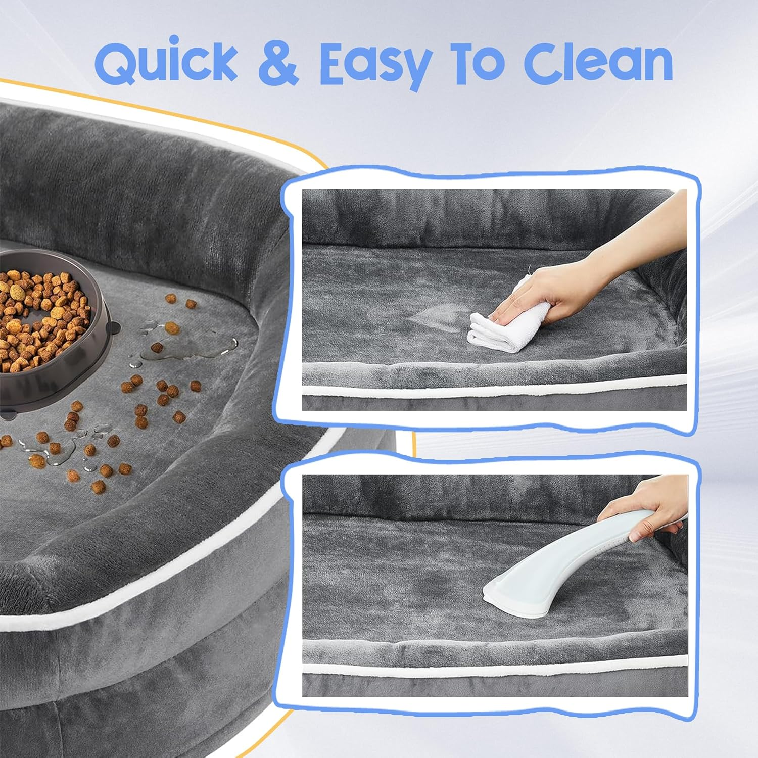 TUXOIUBA Orthopedic Dog Bed with Egg Foam Support, Large Dog Sofa Bed for Large Dogs, Machine Washable Plush Cover and Non-Slip Bottom with Four Sided Bolster Cushion image number 6