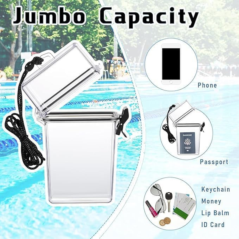 2PCS Waterproof Dry Box, Portable Transparent Small Waterproof Case, Plastic Floating Watertight Case with Rope for Kayak,Surfing,Hiking,Riding,Outdoor Products Fishing Box image number 4