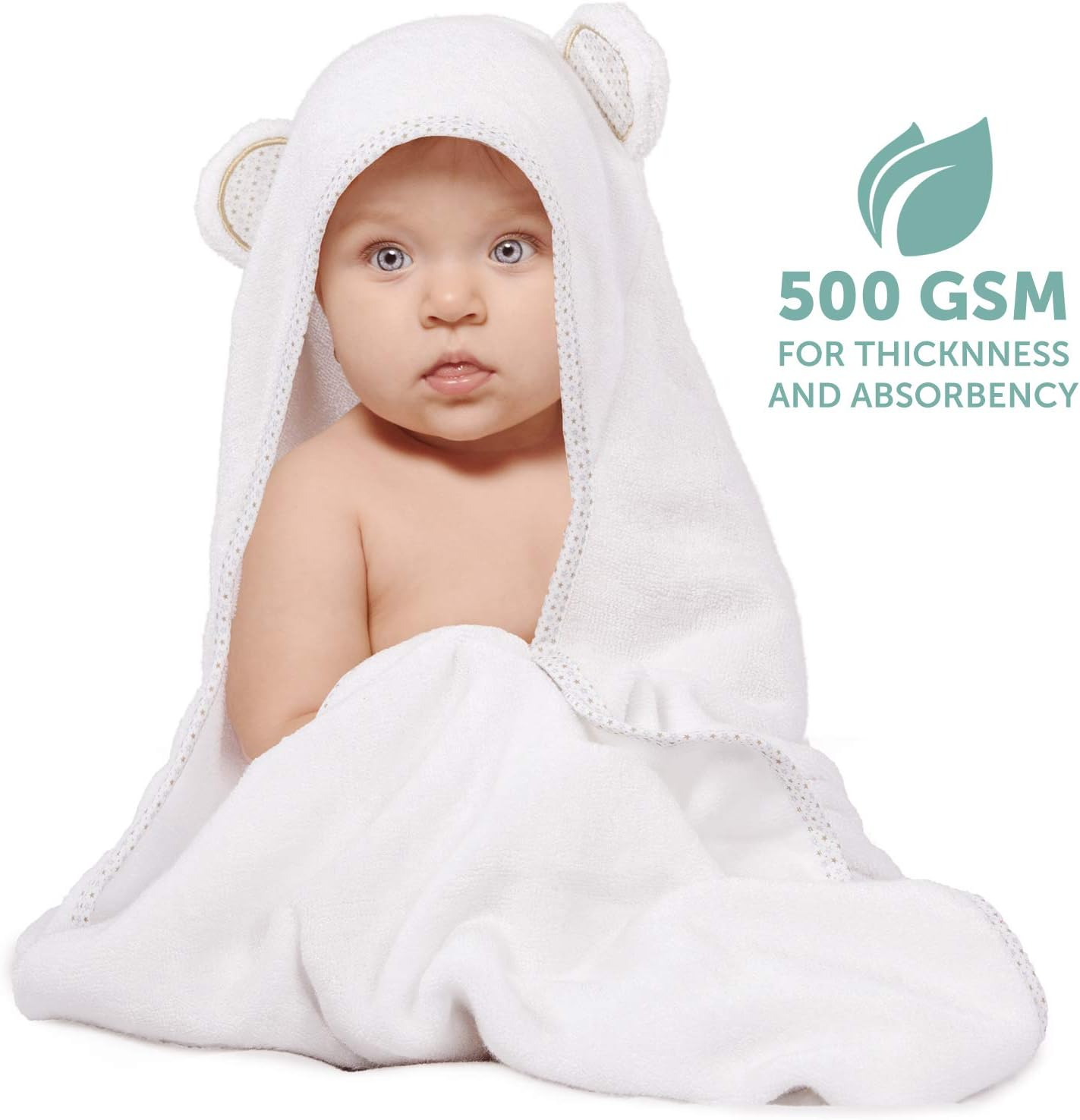 Hooded Baby Towels for Newborn - Super Soft Baby Bath Towels with Hood, Highly Absorbent Bamboo Hooded Towel for Infant, Toddler and Kids, Baby Essentials image number 3