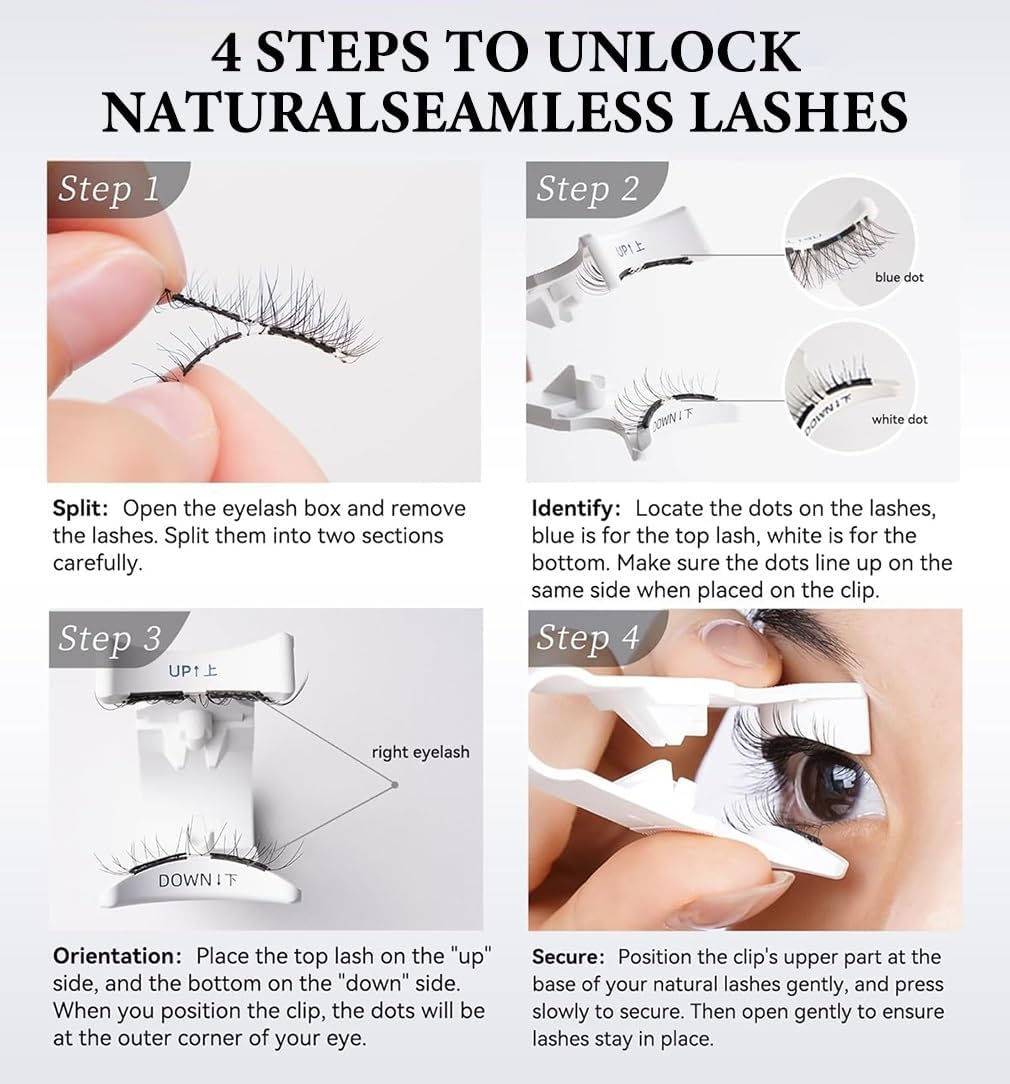 Magnetic Eyelashes with Applicator, Soft Upgrade Magnetic Lashes Natural Look, No Glue Eyeliner Needed Reusable False Eyelashes, Waterproof Lightweight Magnets Lashes for Daily(Style B,02) image number 2