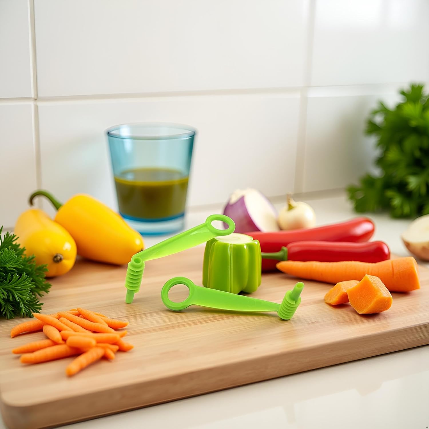 2Pcs Green Spiral Slicer Blade Hand Slicer Cutter Potato Cucumber Vegetables Spiral Knife Kitchen Tool Accessories, Manual Screw Peelers Kitchen Dining Tools image number 4