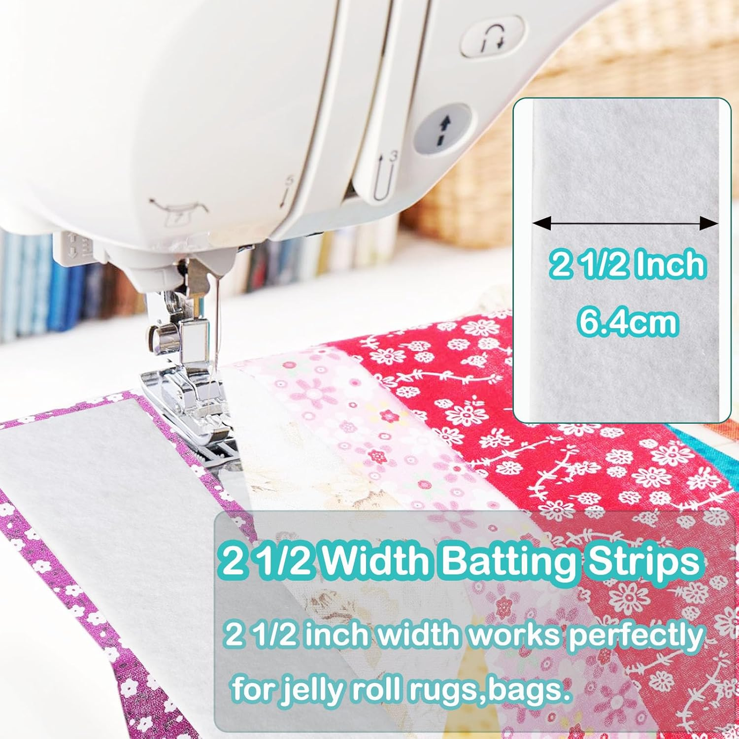 2 Roll Jelly Roll Batting Strip 2 1/2 Inch Cotton Blend Fleece Batting on a Roll Total 70 Yards for Jelly Roll Rugs,Throw Rugs,Braided Rug image number 3