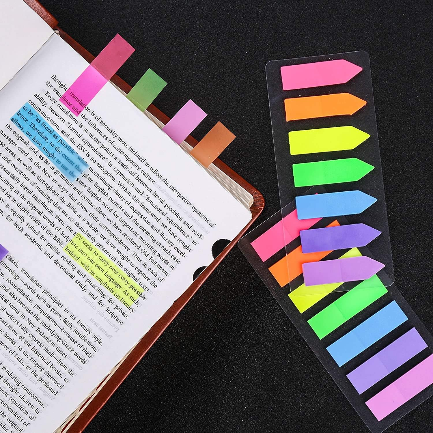 JASLY 4 Sets Neon Page Markers Colored Index Tabs, Fluorescent Sticky Note for Page Marker, 560Pcs (560) image number 4