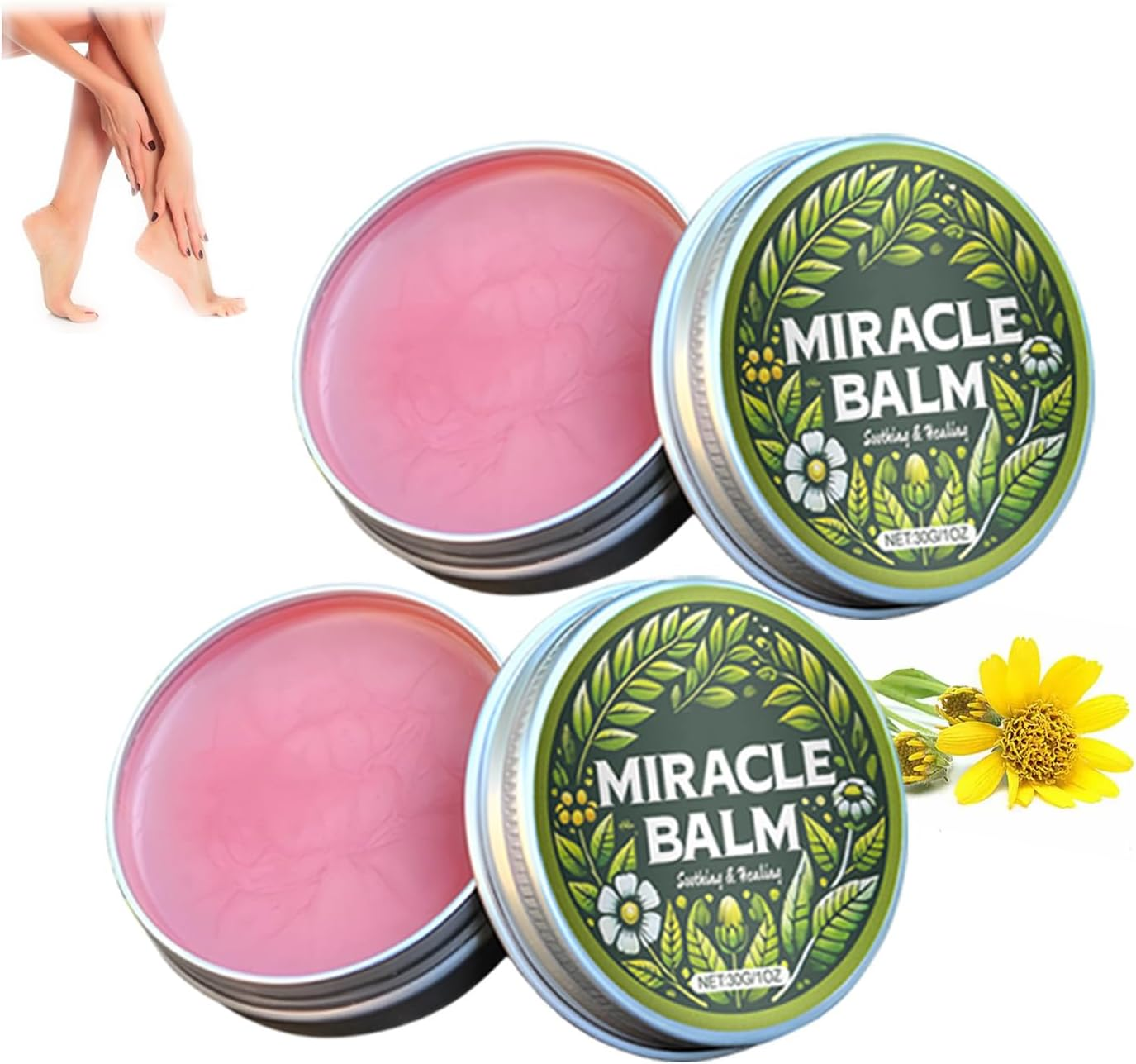 Miracle Balm, Soothing Cream for Back Feet and Body, Herbal Comfort Cream for Relaxed Support Natural Vitamin E, Moisturizing and Suitable for All Skin Types, Gentle and Skin-Friendly (1PCS)