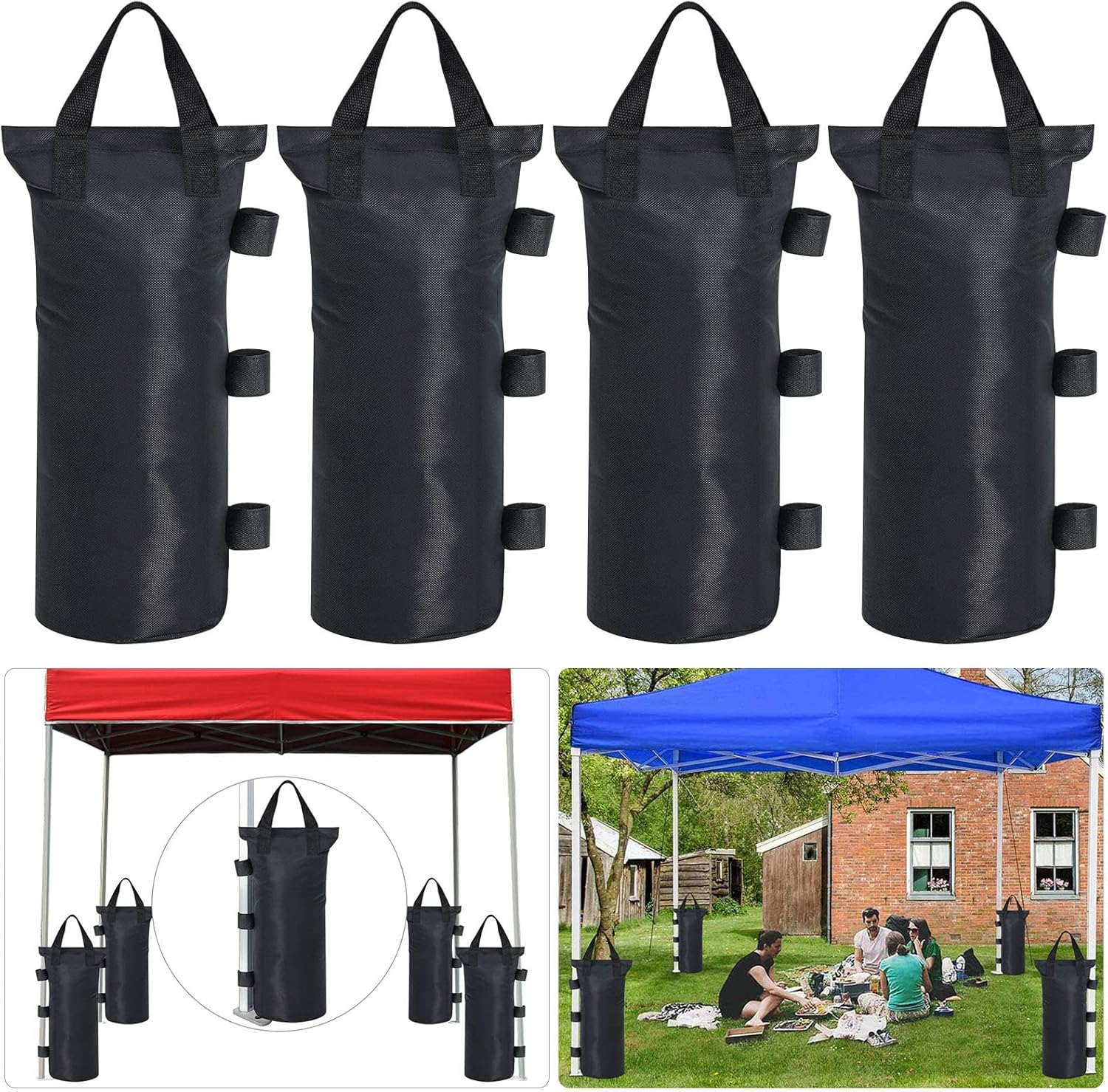 Set of 4 Gazebo Weights Sand Bags Tent Sandbags Industrial Grade 600D Heavy Duty Marquee Weight Bag Gazebo Leg Weights Bags Parasol Weights Bag for Any Pop up Tents Canopy Umbrella image number 1