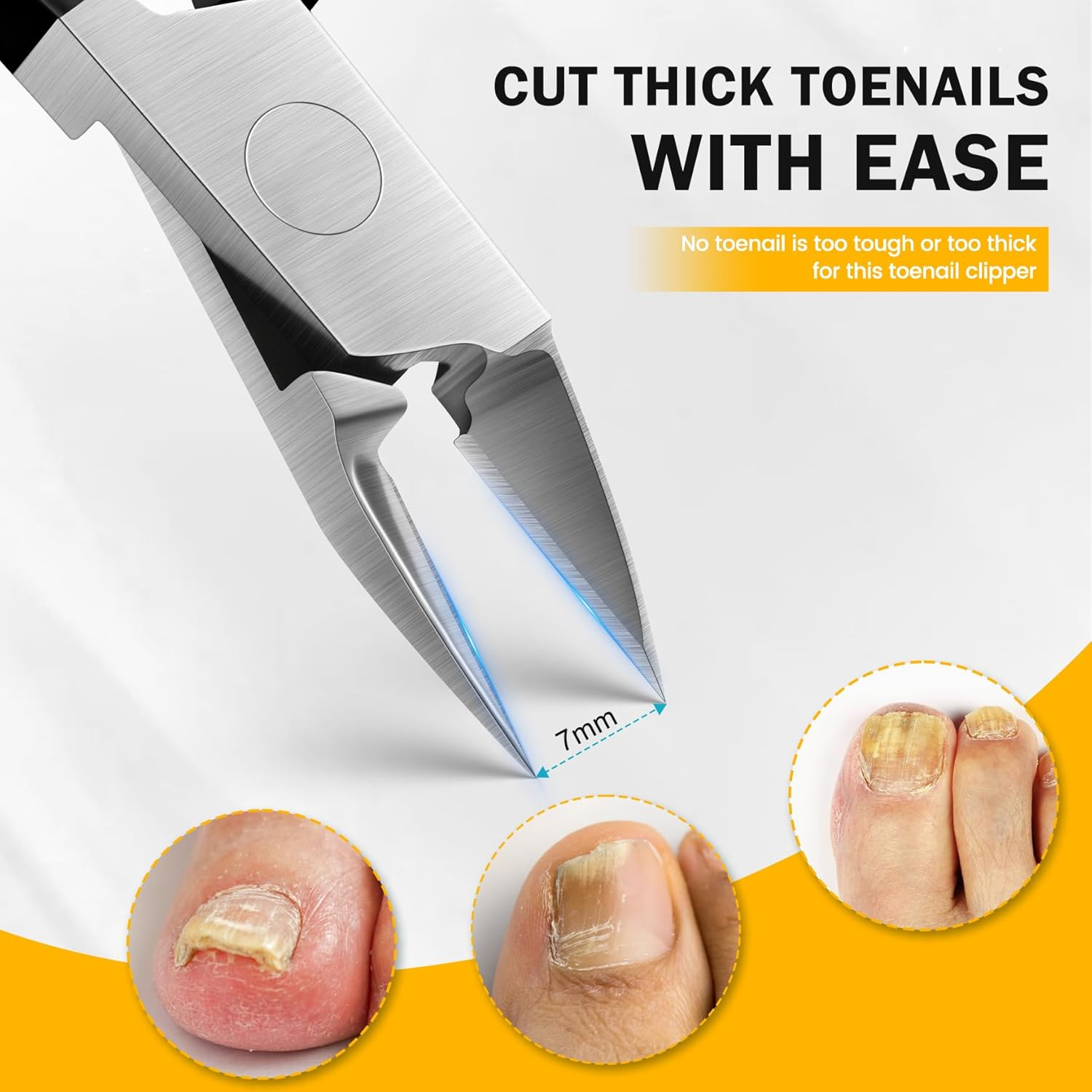 BEZOX BEZOX Straight Blade Toenail Clippers for Seniors Thick Toenails - Wide Open Pointed Jaw Toe Nail Clippers for Ingrown Nails, Precision Grooming Toenail Scissors for Healthy Nails - Black