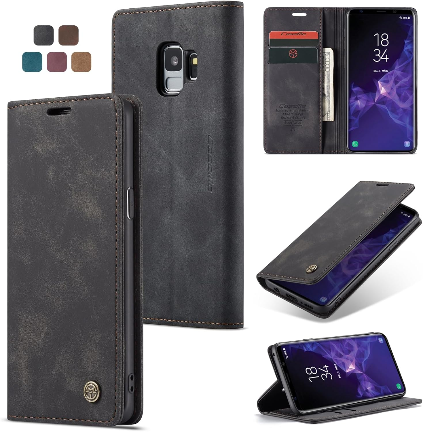 Cracedily Mobile Phone Case for Google Pixel 9A Case, Flip Case Premium Leather Flip Case Magnetic Card Slot Stand Function Flip Case Protective Cover for Pixel 9A, Black