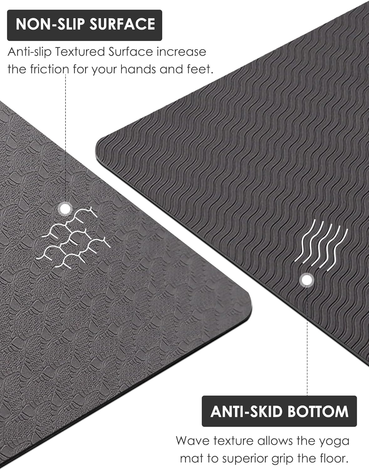 Non-Slip TPE Yoga Mat for Women & Men, 72"X24" Extra-Long Anti-Tear Pilates Mats for Hot Yoga, HIIT, Floor Workouts, 8Mm Thick Lightweight Fitness Mat Professional Exercise Mats with Dual Grip image number 2