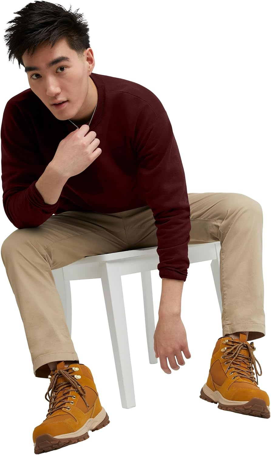 Hanes Champion Men'S Ecosmart Fleece Sweatshirt, Cotton-Blend Pullover, Crewneck Sweatshirt for Men (1 or 2 Pack), Mulled Berry, Xx-Large image number 4