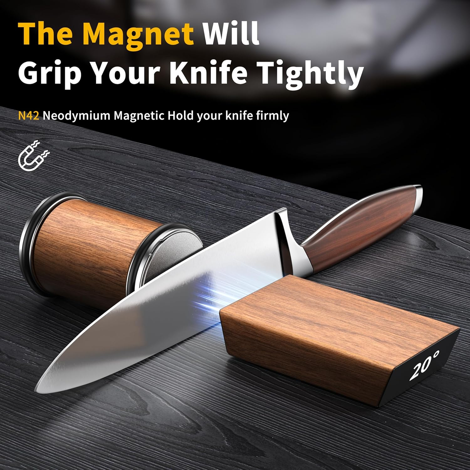 Arayuu Knife Sharpener Tool, Blunt Knife Sharpening Kit with 15 & 20 Degree Sharpening, Rolling Knife Sharpener with 400, 1000 Grit Discs & 3000 Ceramic for Home Cooks & Chef'S Knives image number 6